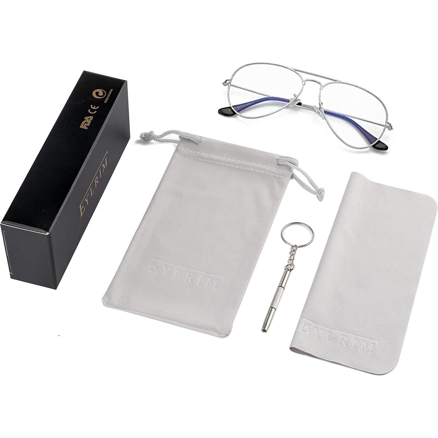 Gafas de Aviador EYLRIM Anti Luz Azul Unisex Plata