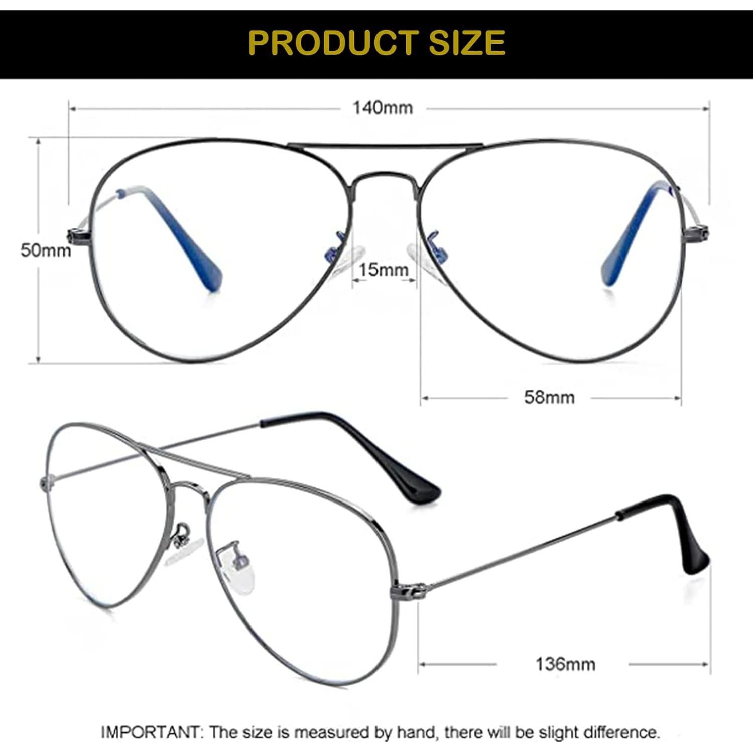 Gafas de Aviador EYLRIM con Lentes Anti Luz Azul