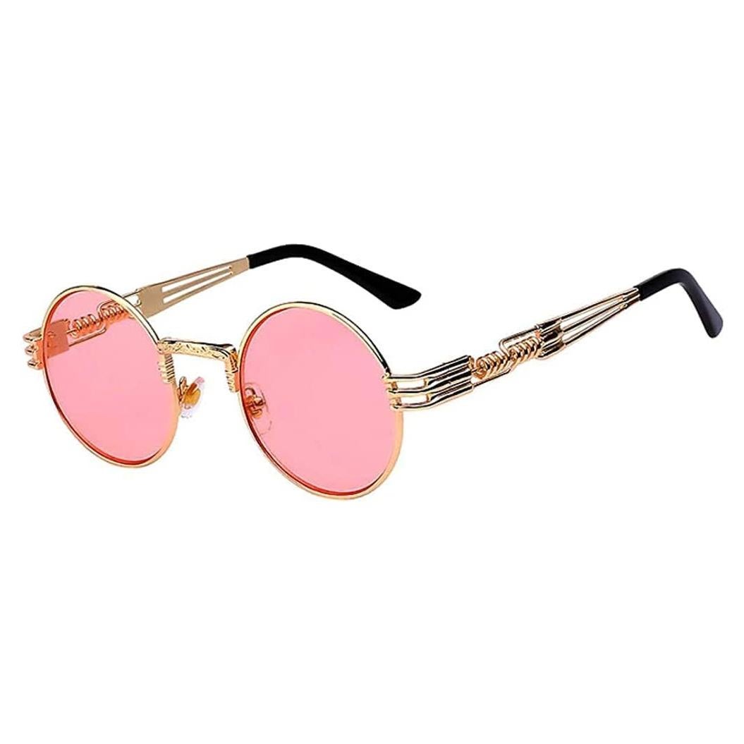 Gafas de sol redondas de metal gótico UV400 para mujer