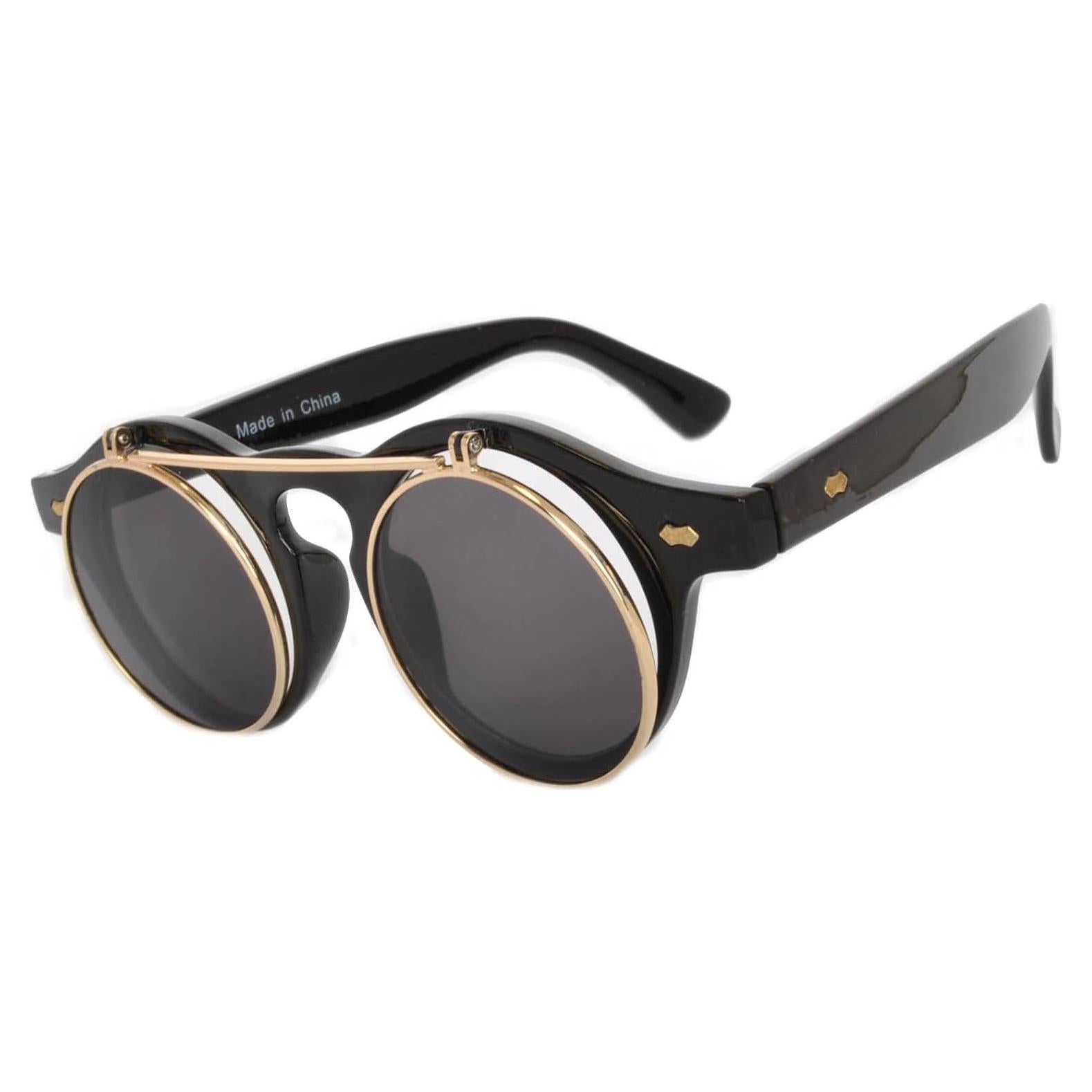 Gafas de Sol Steampunk Retro Doradas Plegables UV400