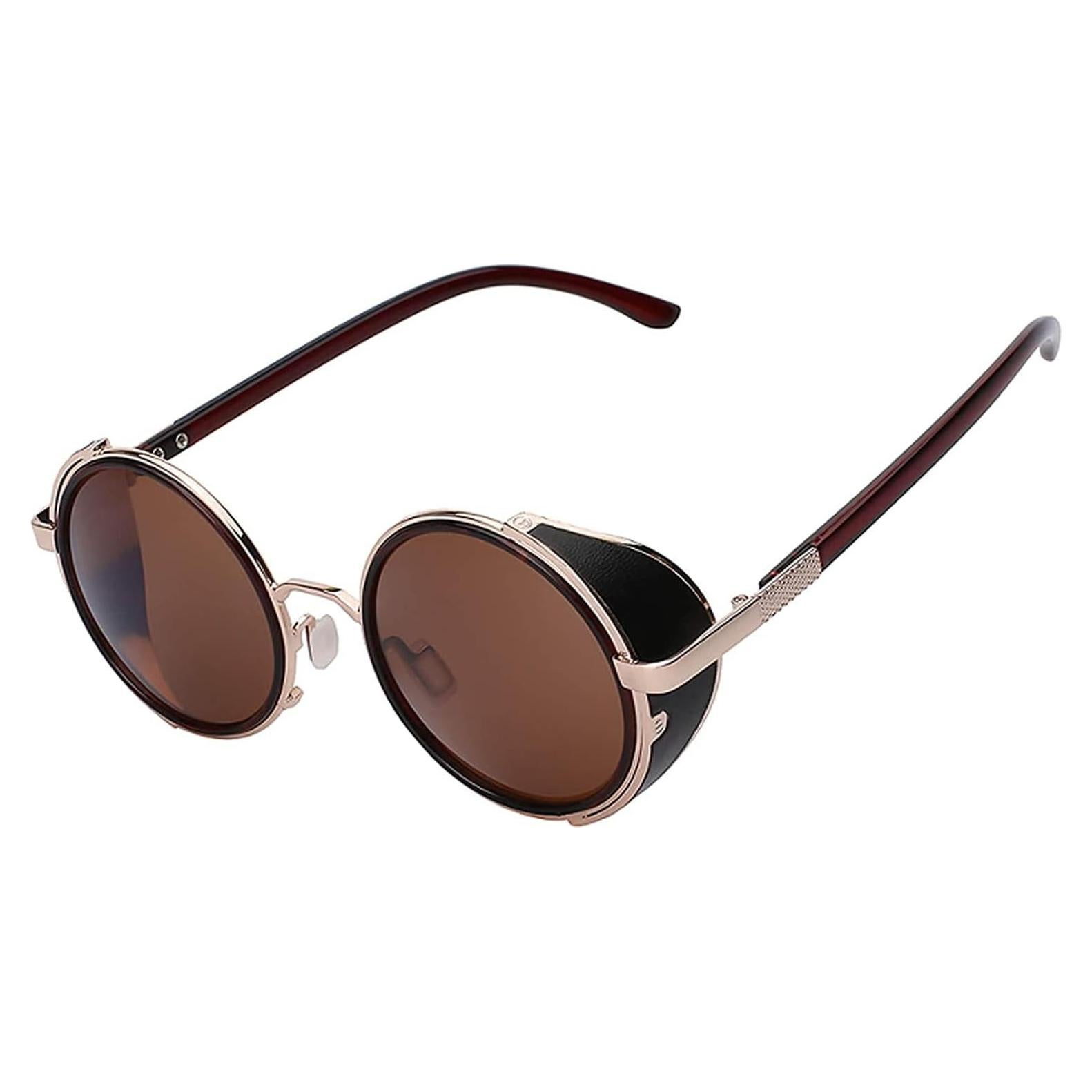 Gafas de sol redondas Steampunk Oro Gótico UV400