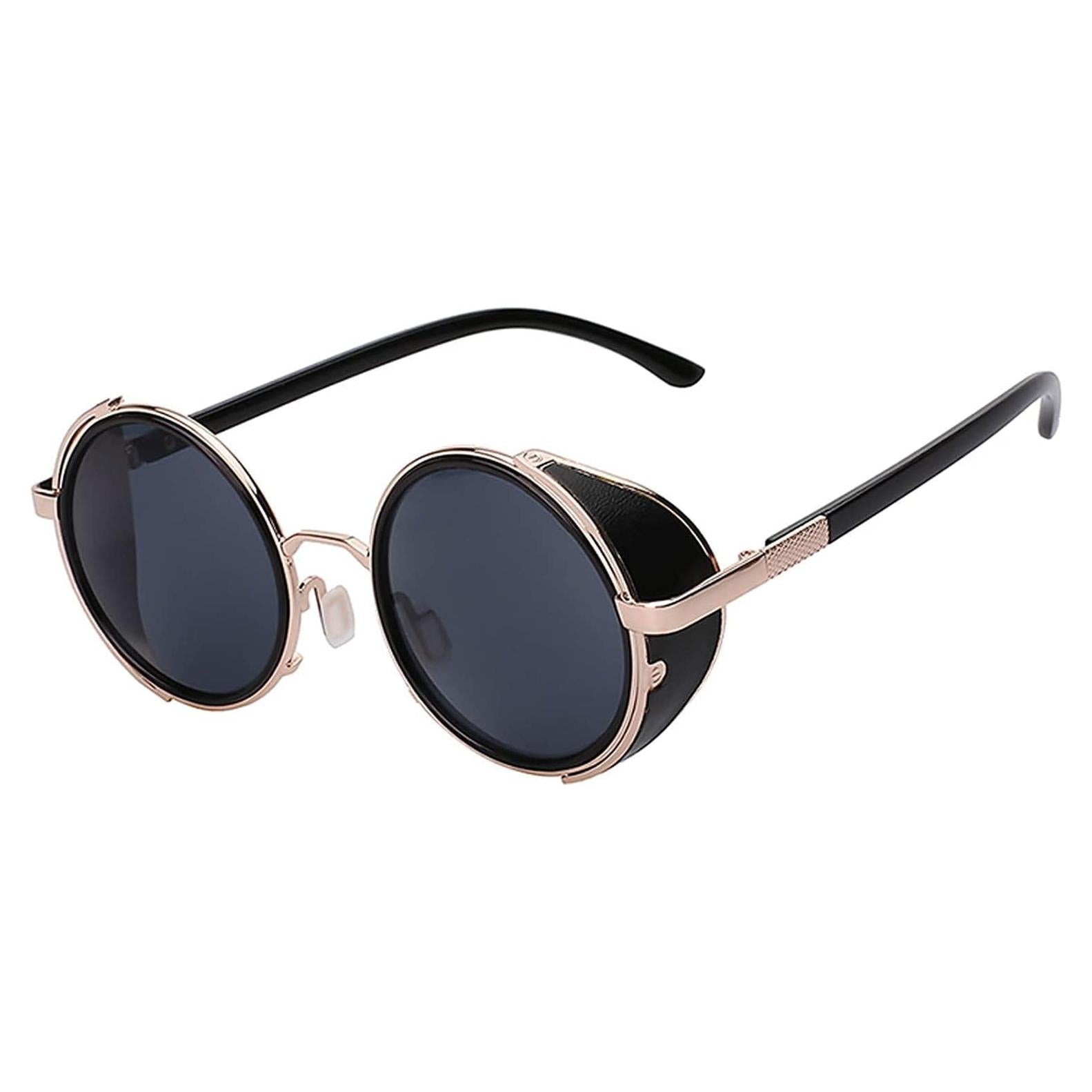 Gafas de sol redondas Steampunk Oro Gótico UV400