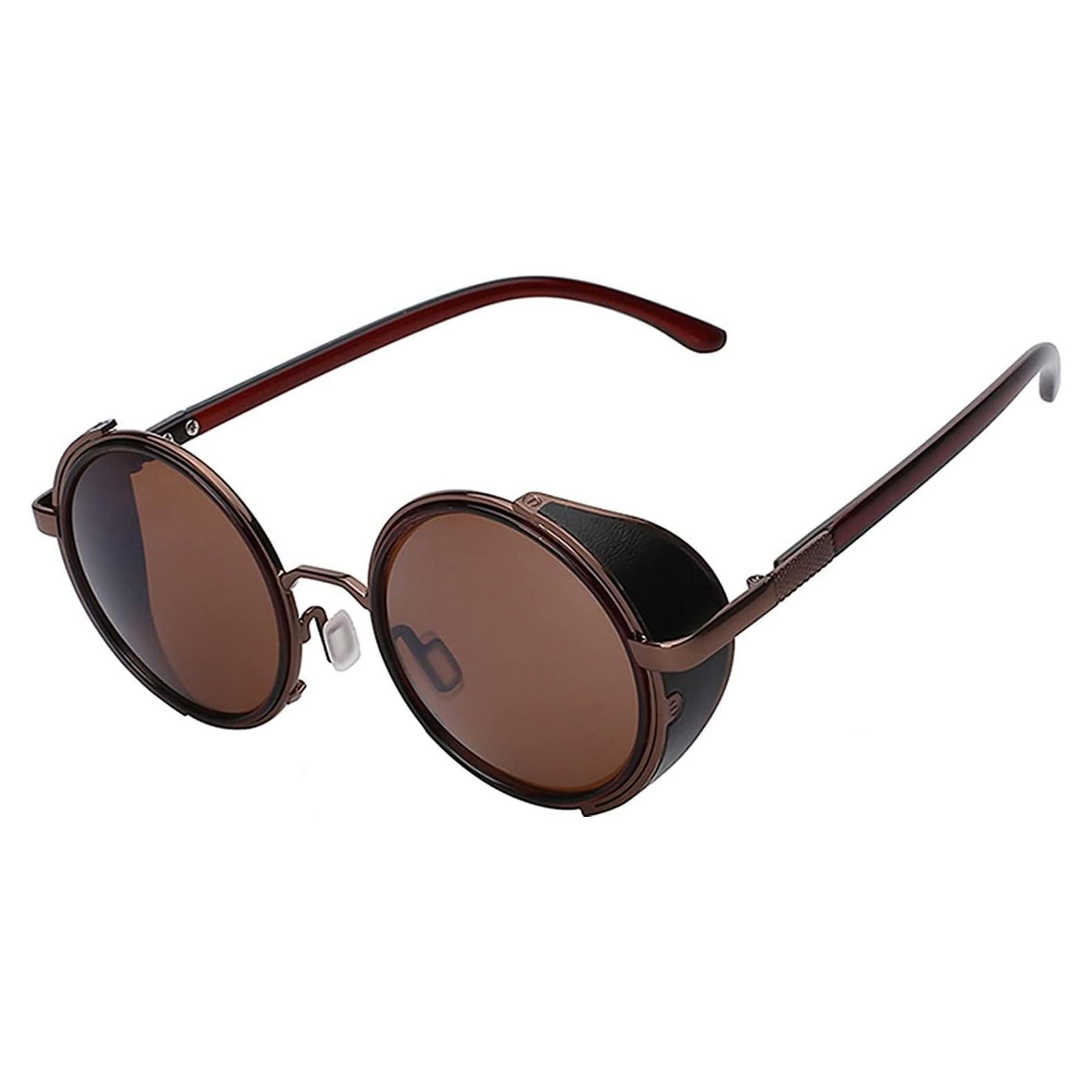 Gafas de sol redondas Steampunk Metal UV400 Retro