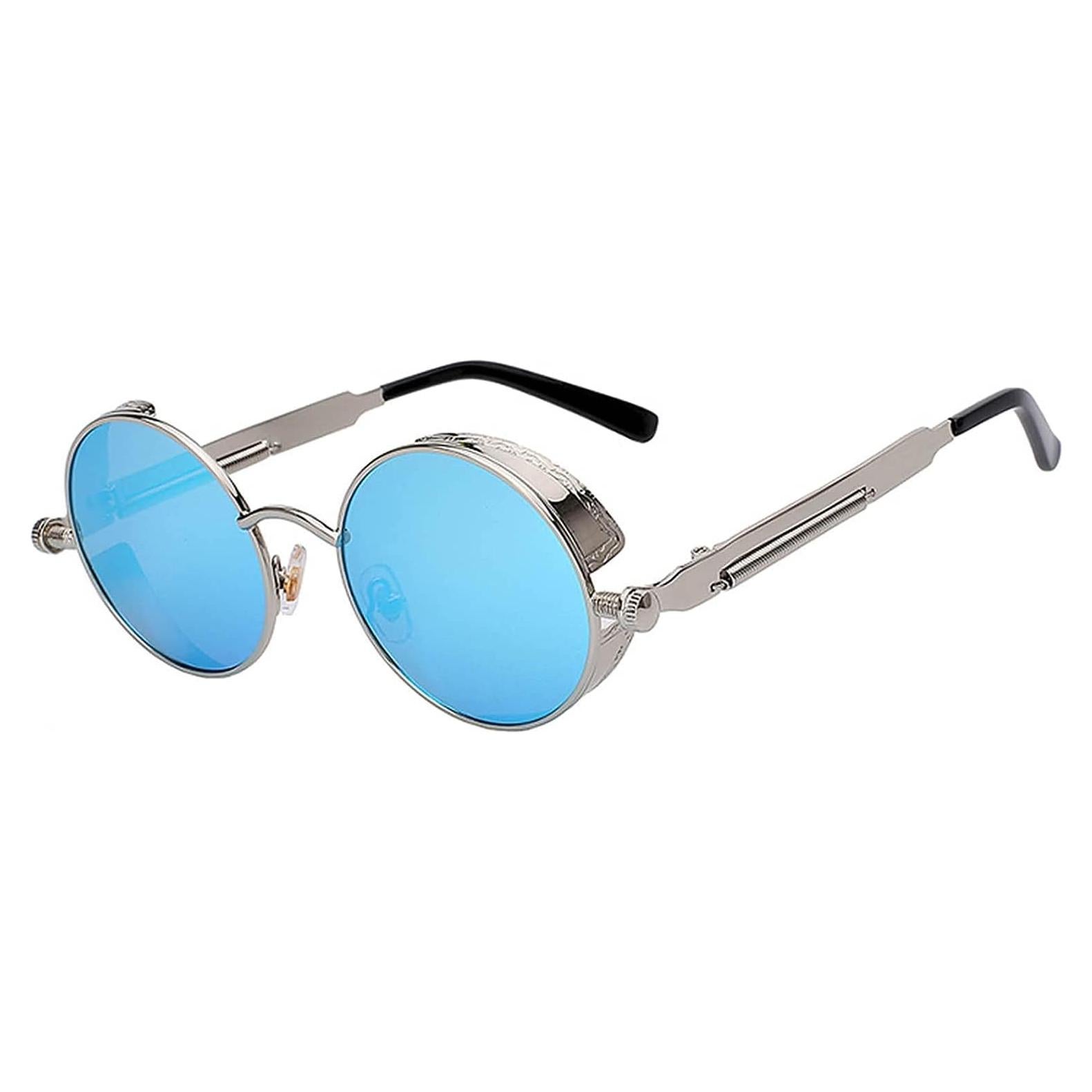 Gafas de sol redondas de metal plata steampunk UV400