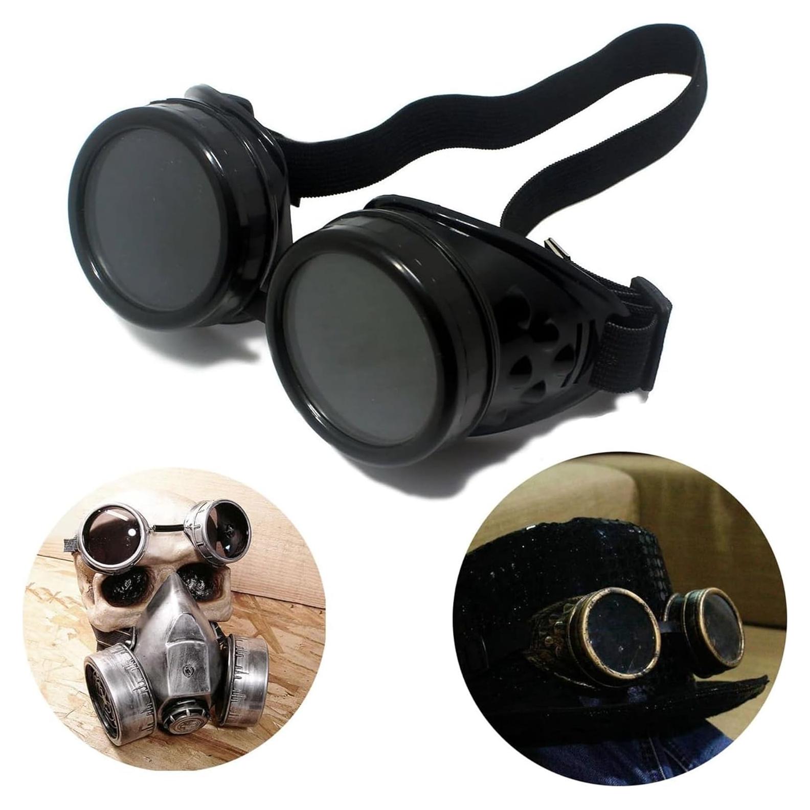 Gafas Steampunk T&B Negras Ajustables para Cosplay