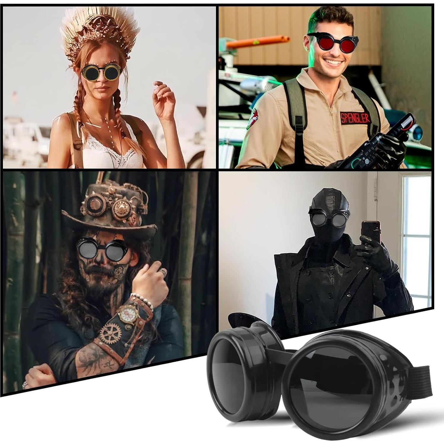 Gafas Steampunk T&B Negras Ajustables para Cosplay