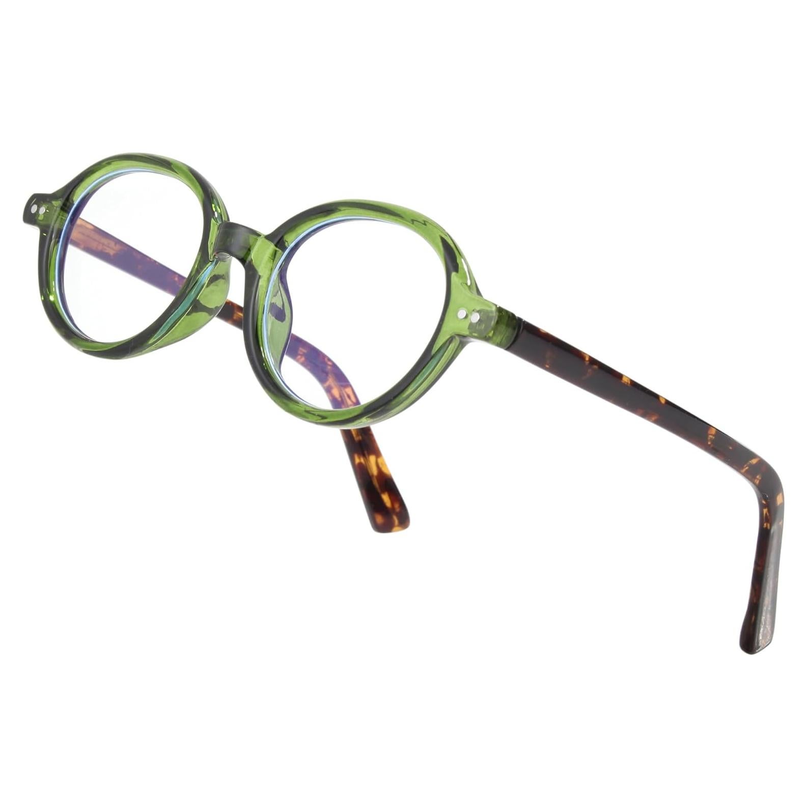 Gafas Redondas Teumire Anti Luz Azul Verde Leopardo