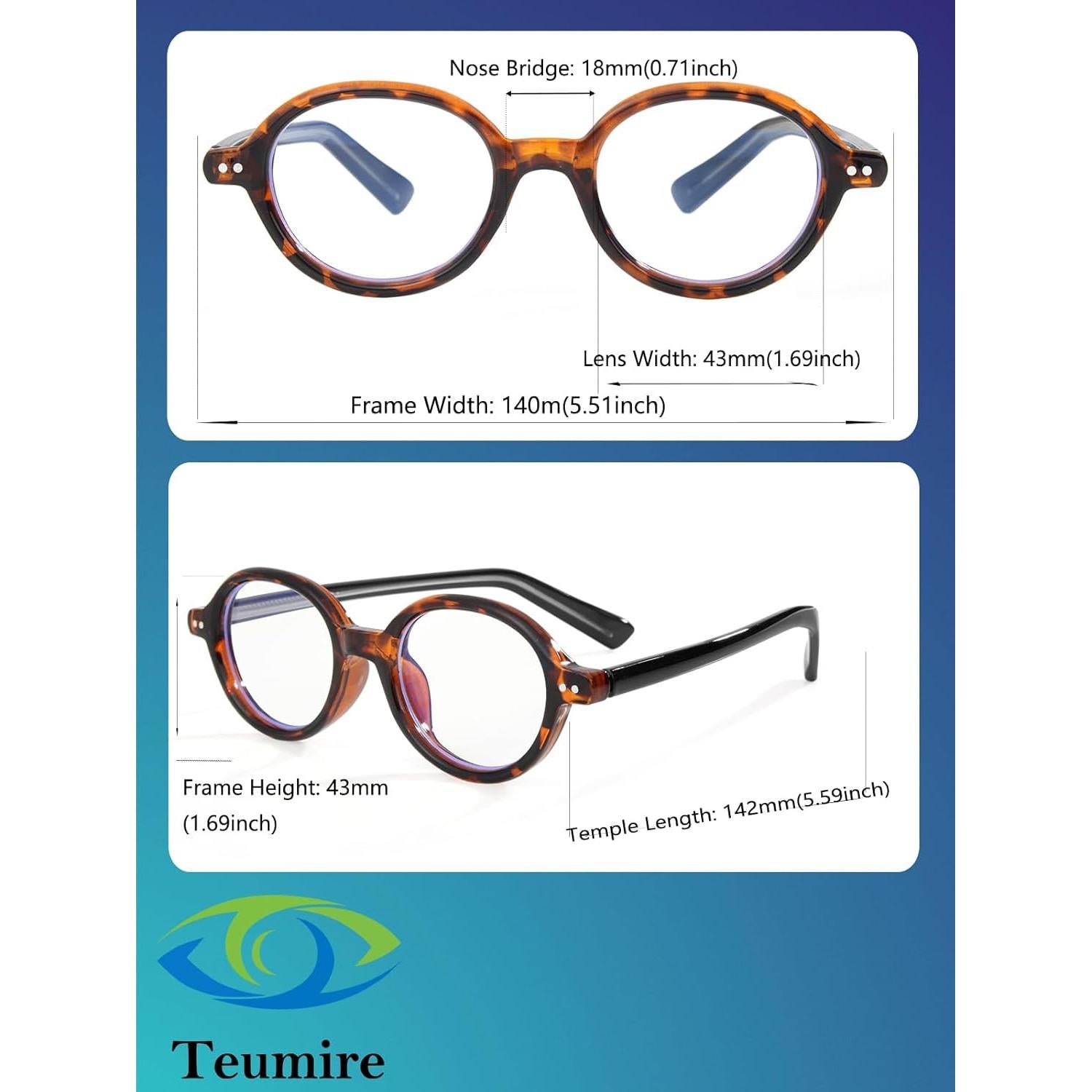 Gafas Redondas Vintage Anti Luz Azul Unisex A05 Leopardo