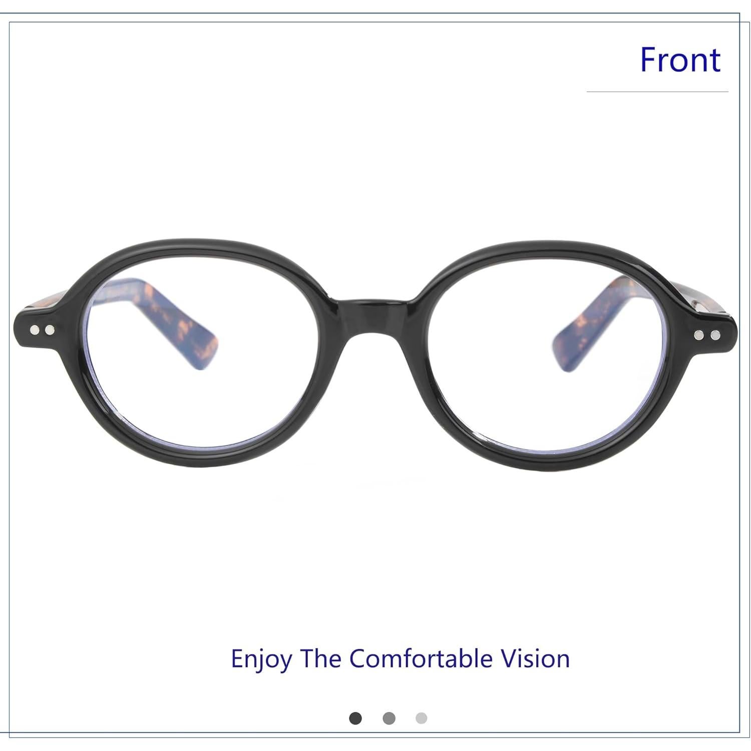 Gafas Redondas Vintage Unisex Anti Luz Azul Marco Negro