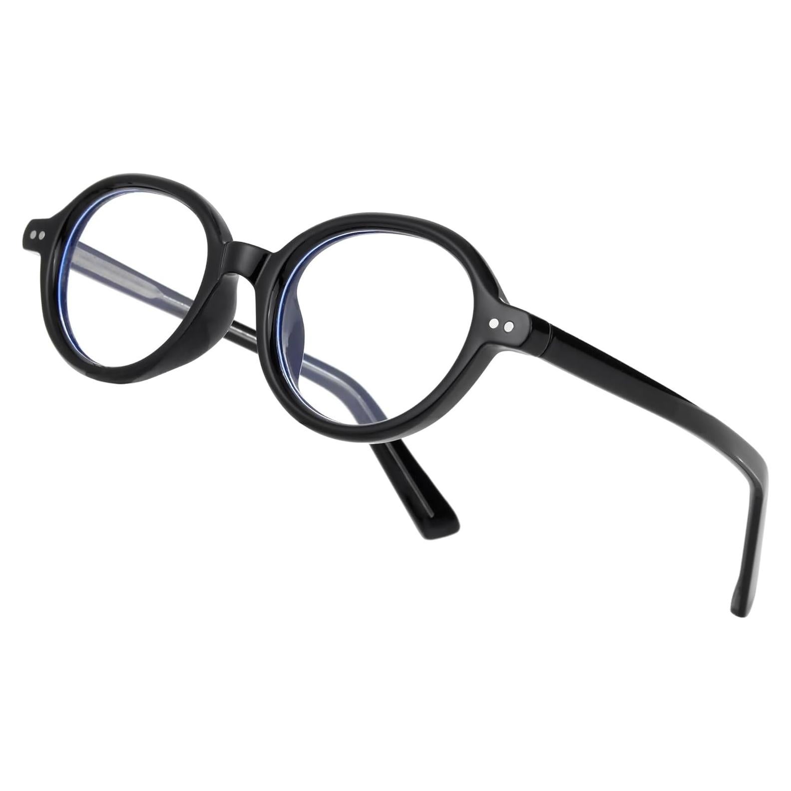 Gafas Redondas Vintage Anti Luz Azul Unisex Marco Negro