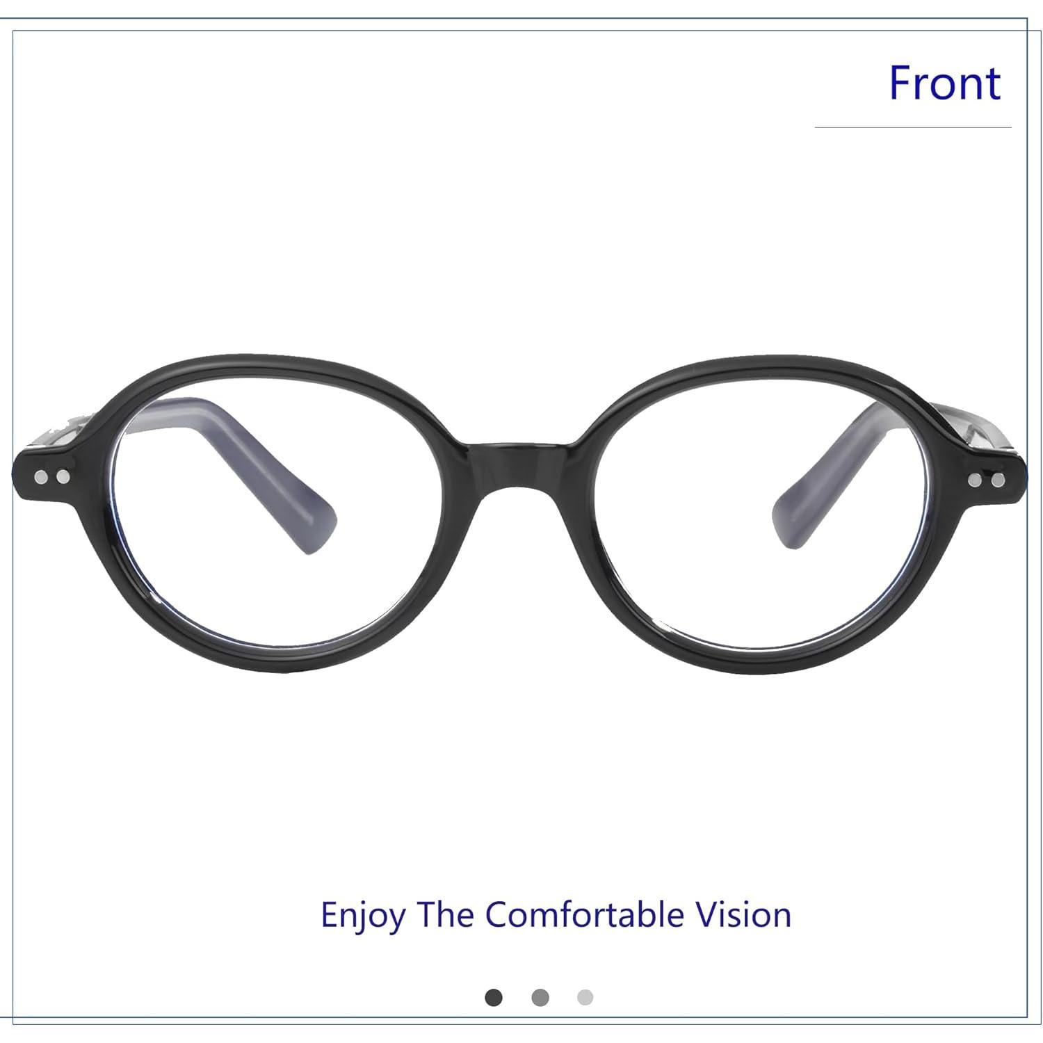 Gafas Redondas Vintage Anti Luz Azul Unisex Marco Negro