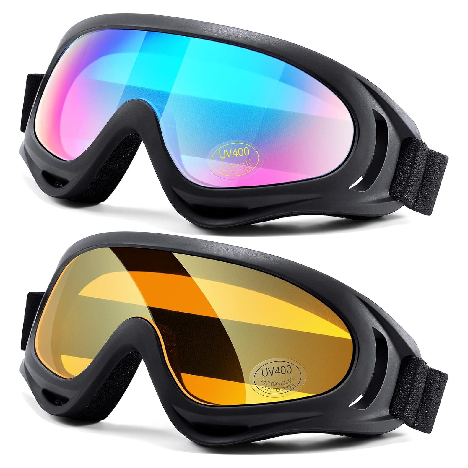Gafas de Motocicleta LOEO 2 Piezas Antiviento y Antipolvo