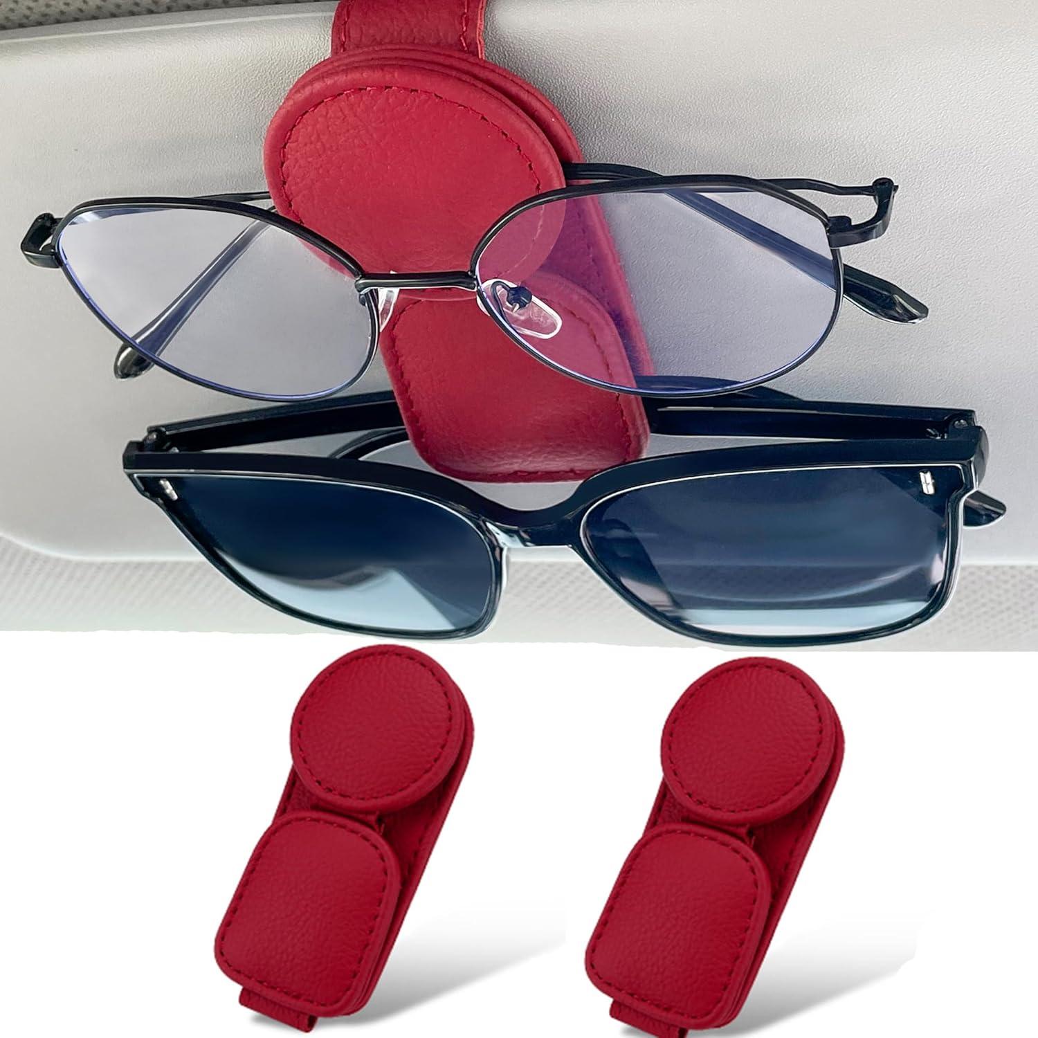 KIWEN Soporte de Gafas de Sol Rojo 2 Pack Magnético