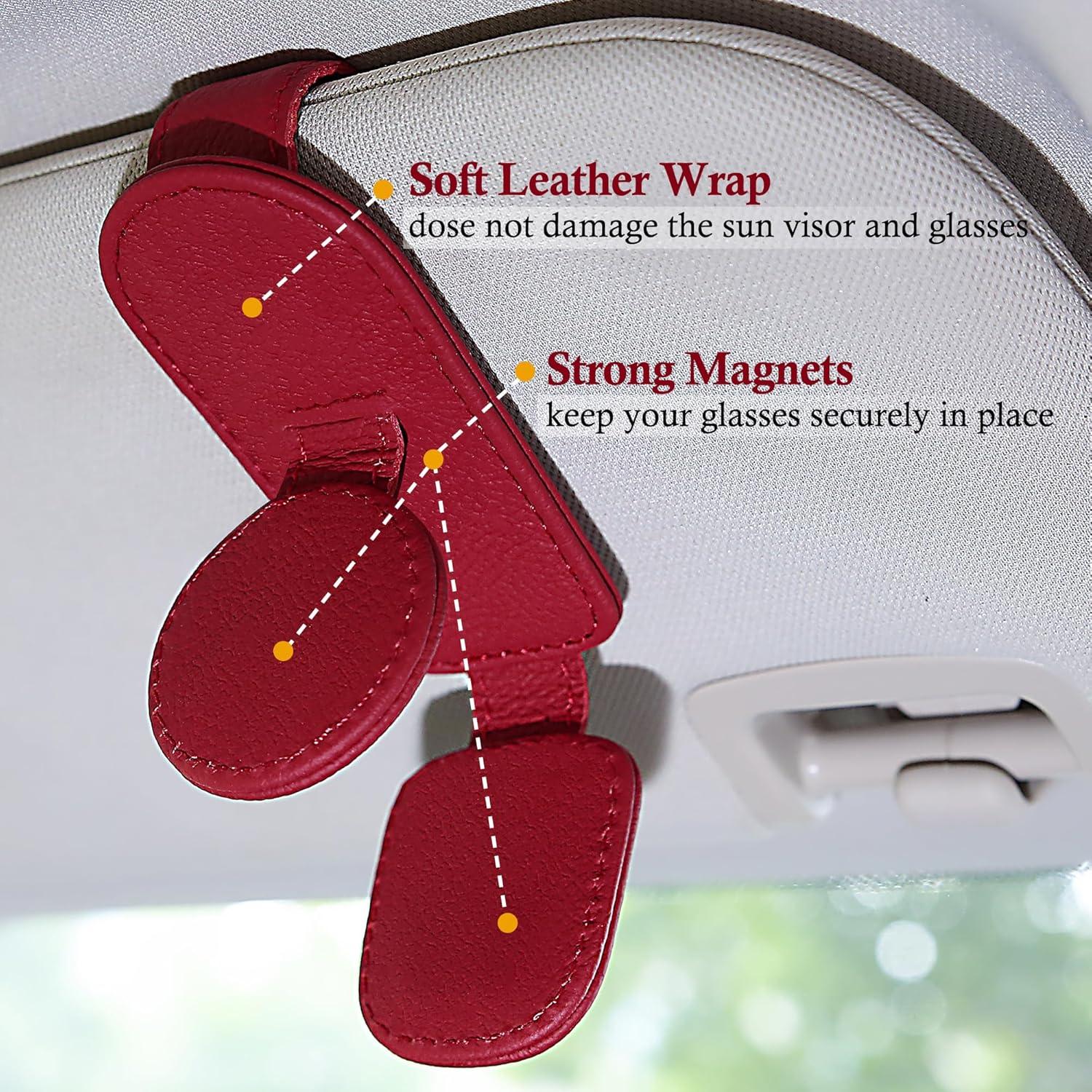 KIWEN Soporte de Gafas de Sol Rojo 2 Pack Magnético