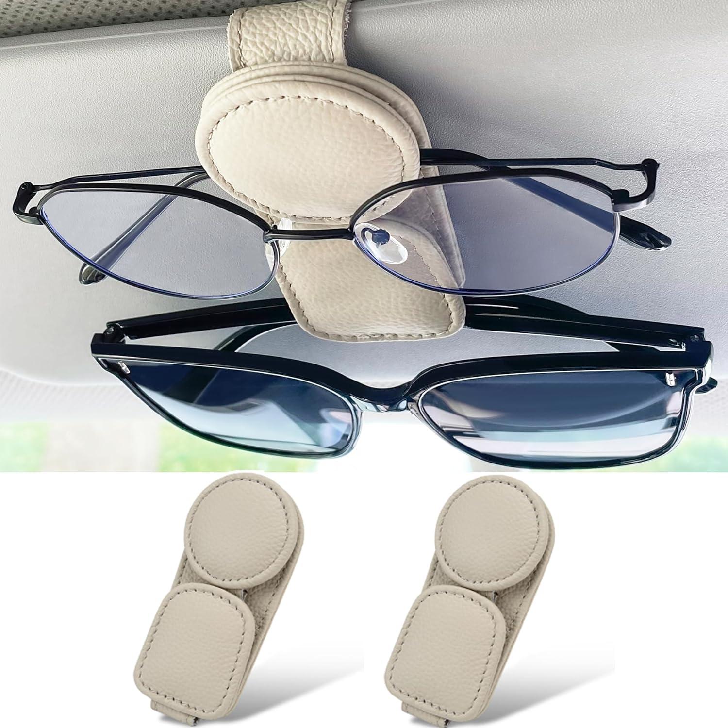 Soporte de Gafas KIWEN para Visera de Coche 2 Piezas Beige