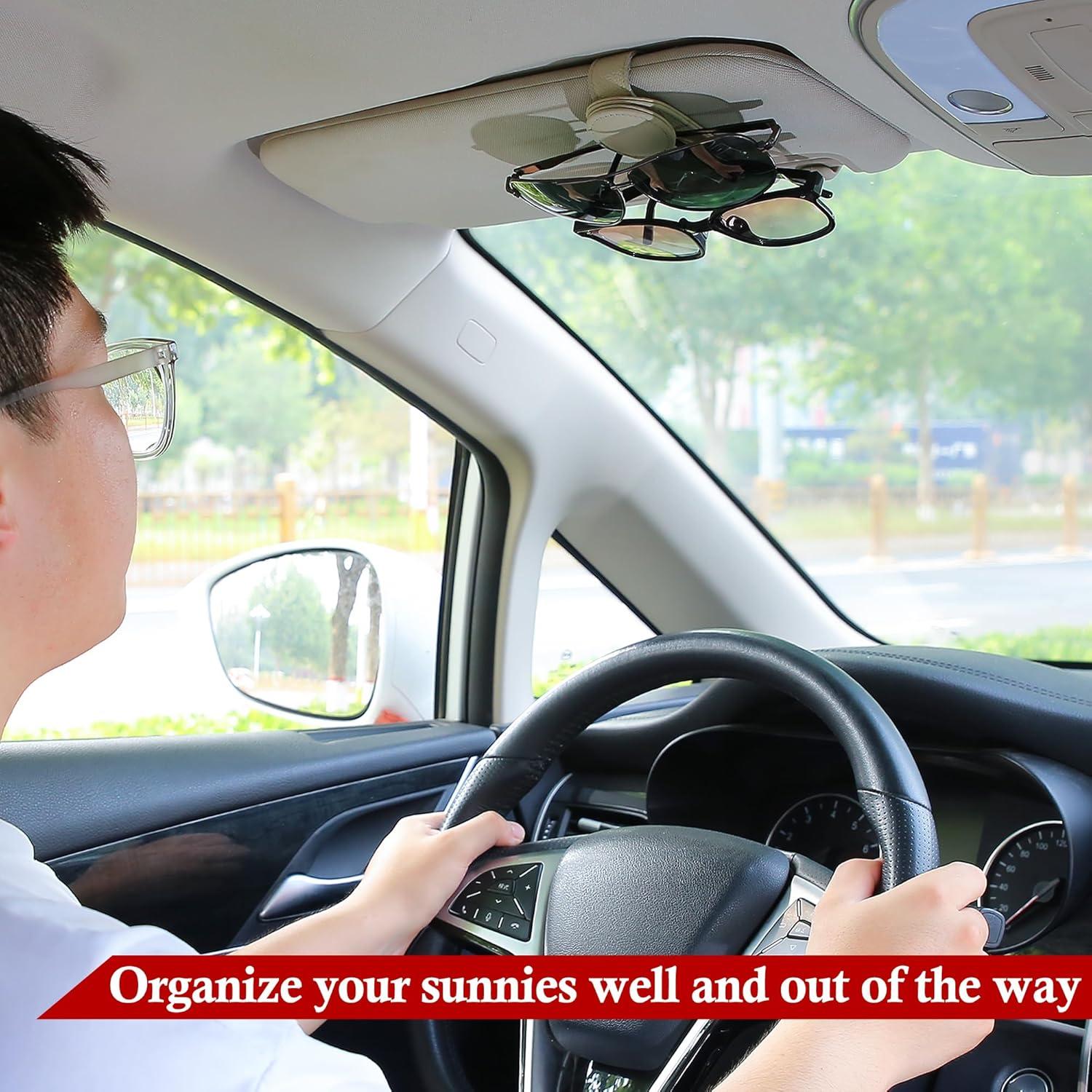 Soporte de Gafas KIWEN para Visera de Coche 2 Piezas Beige