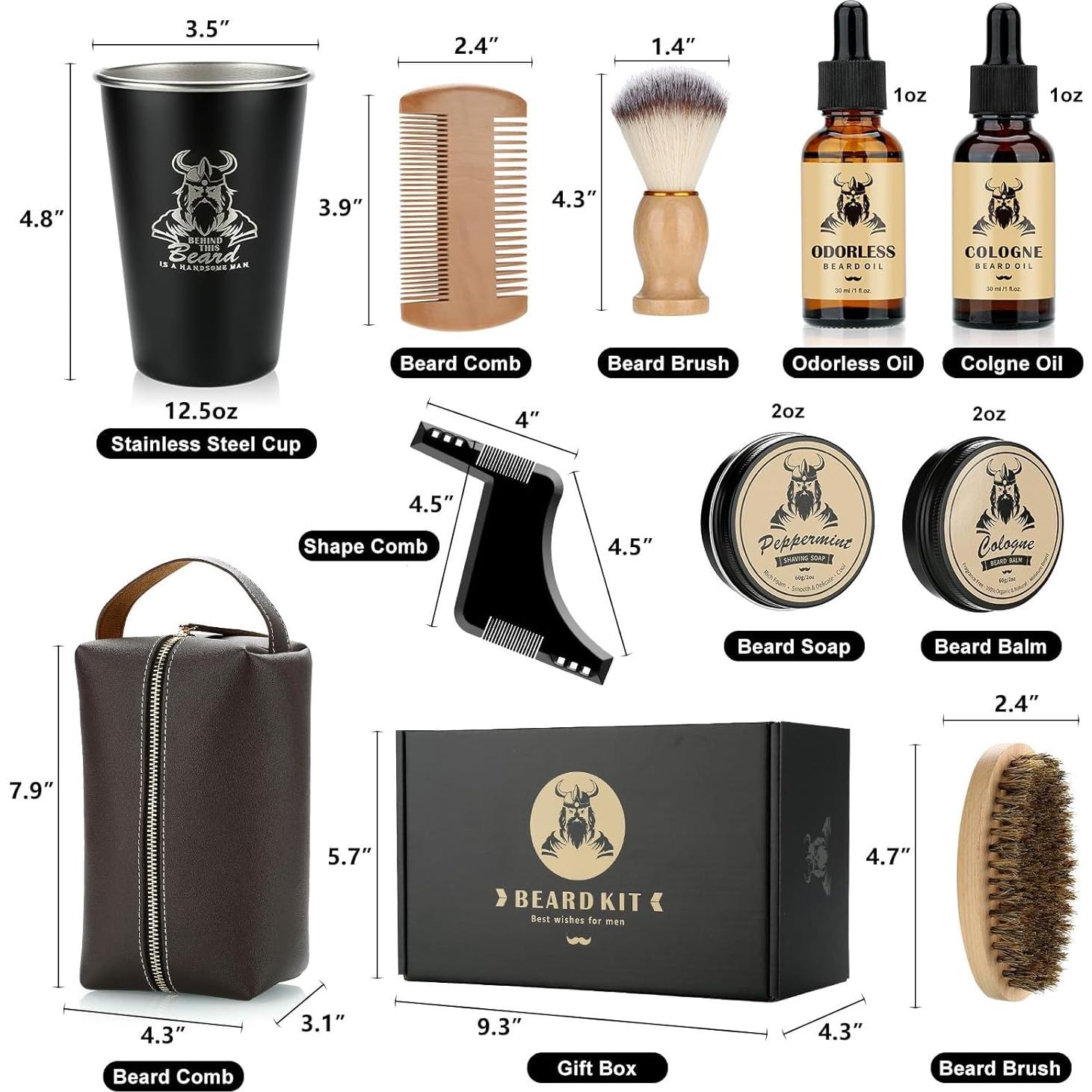 Kit de Cuidado de Barba EXREIZST 10 Piezas Aceites y Jabón