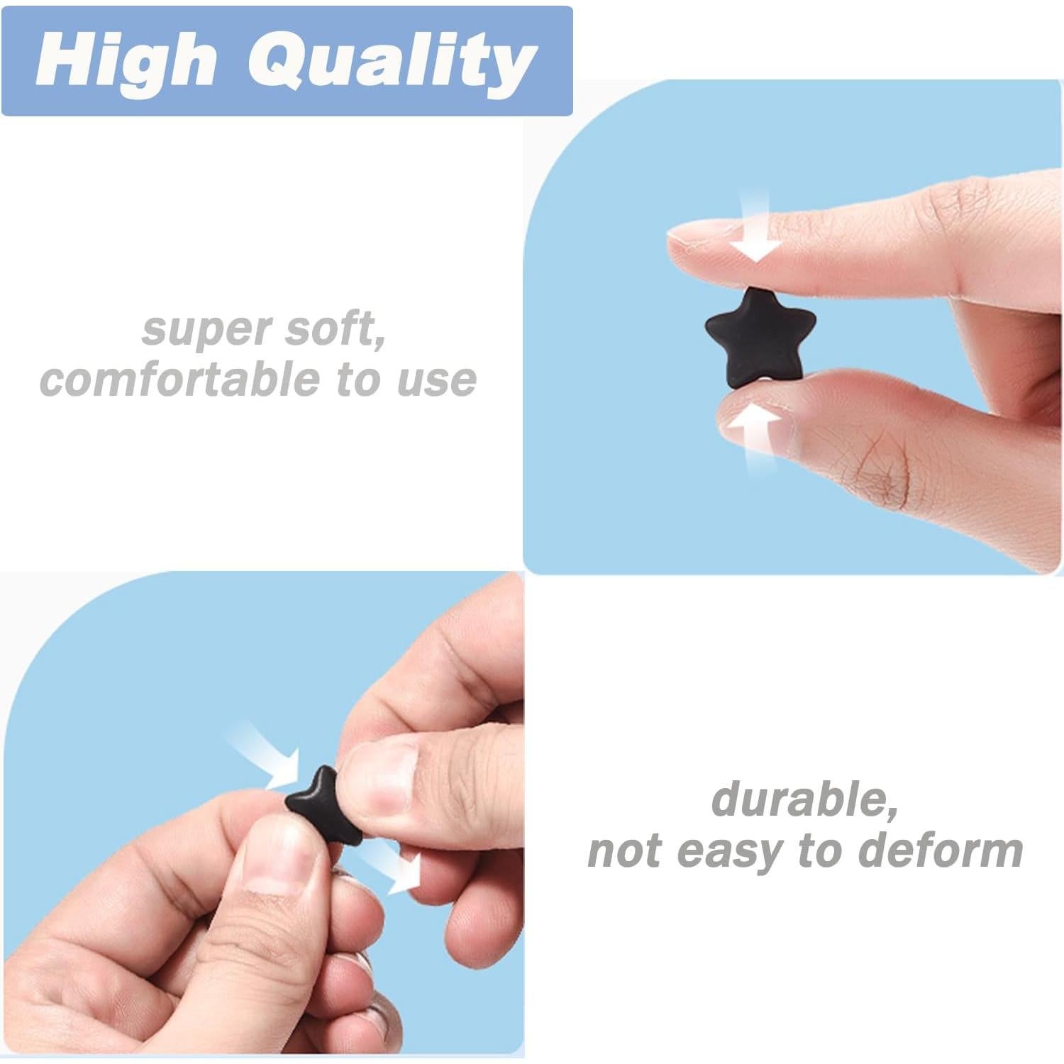 Agarraderas de Oído para Gafas Silicona 8 Pares Estrella/Luna