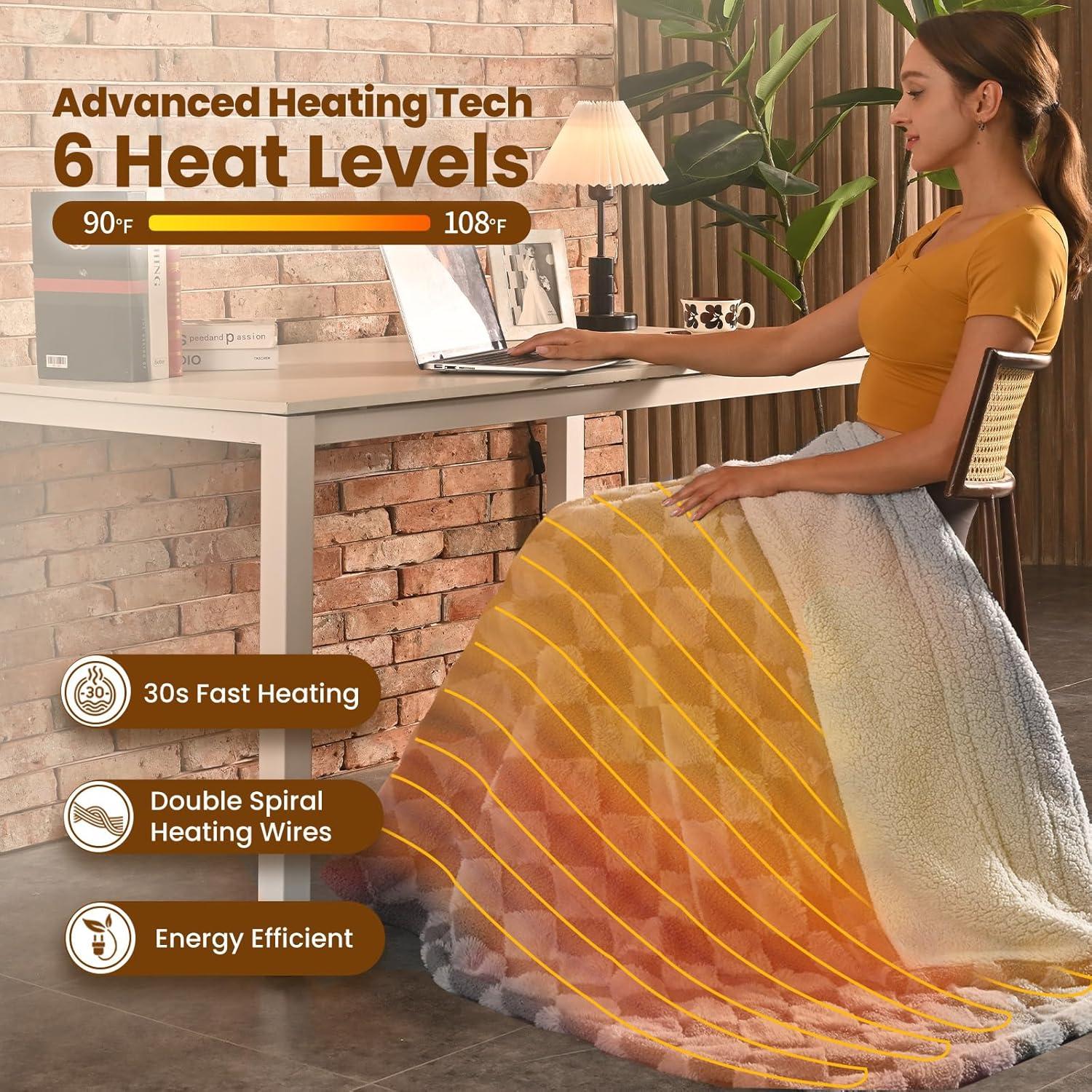 Manta Térmica Bearhug 130 x 150 cm, Eléctrica Gris Sherpa