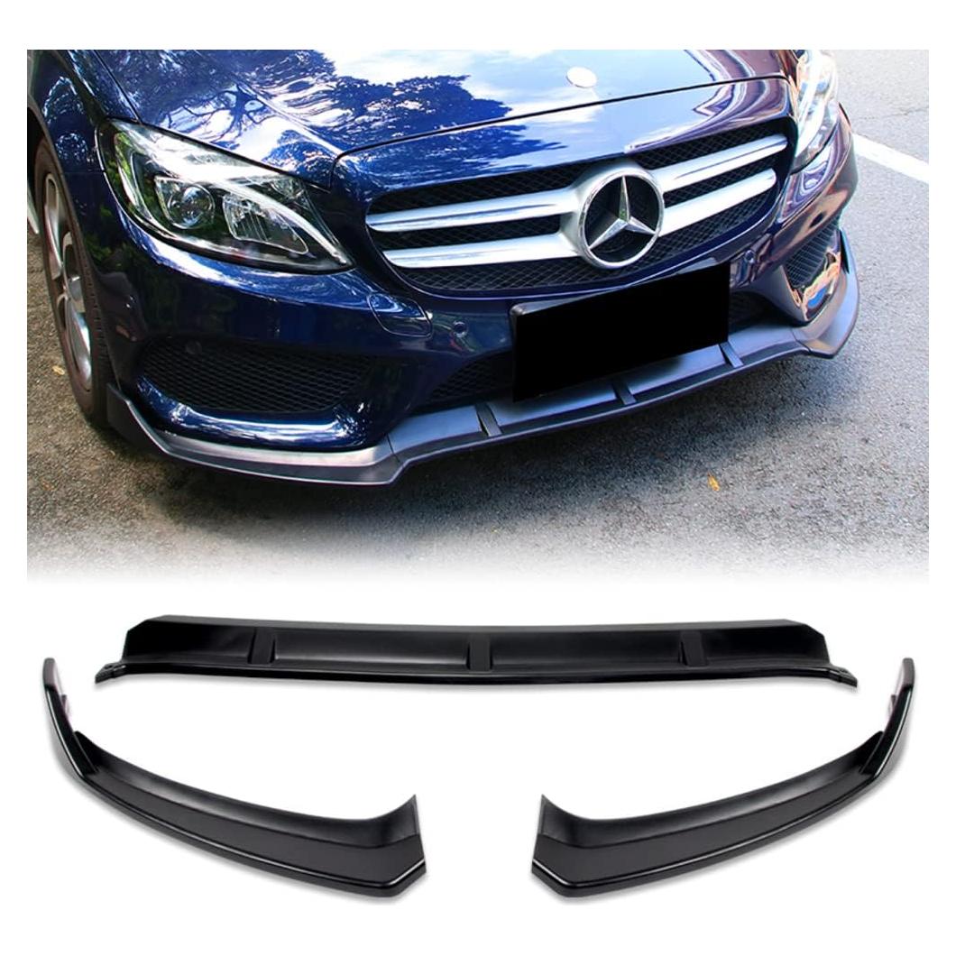 Lip de Parachoques Frontal W-POWER 3 Piezas para Mercedes-Benz C W205 2015-2018 - Negro Mate