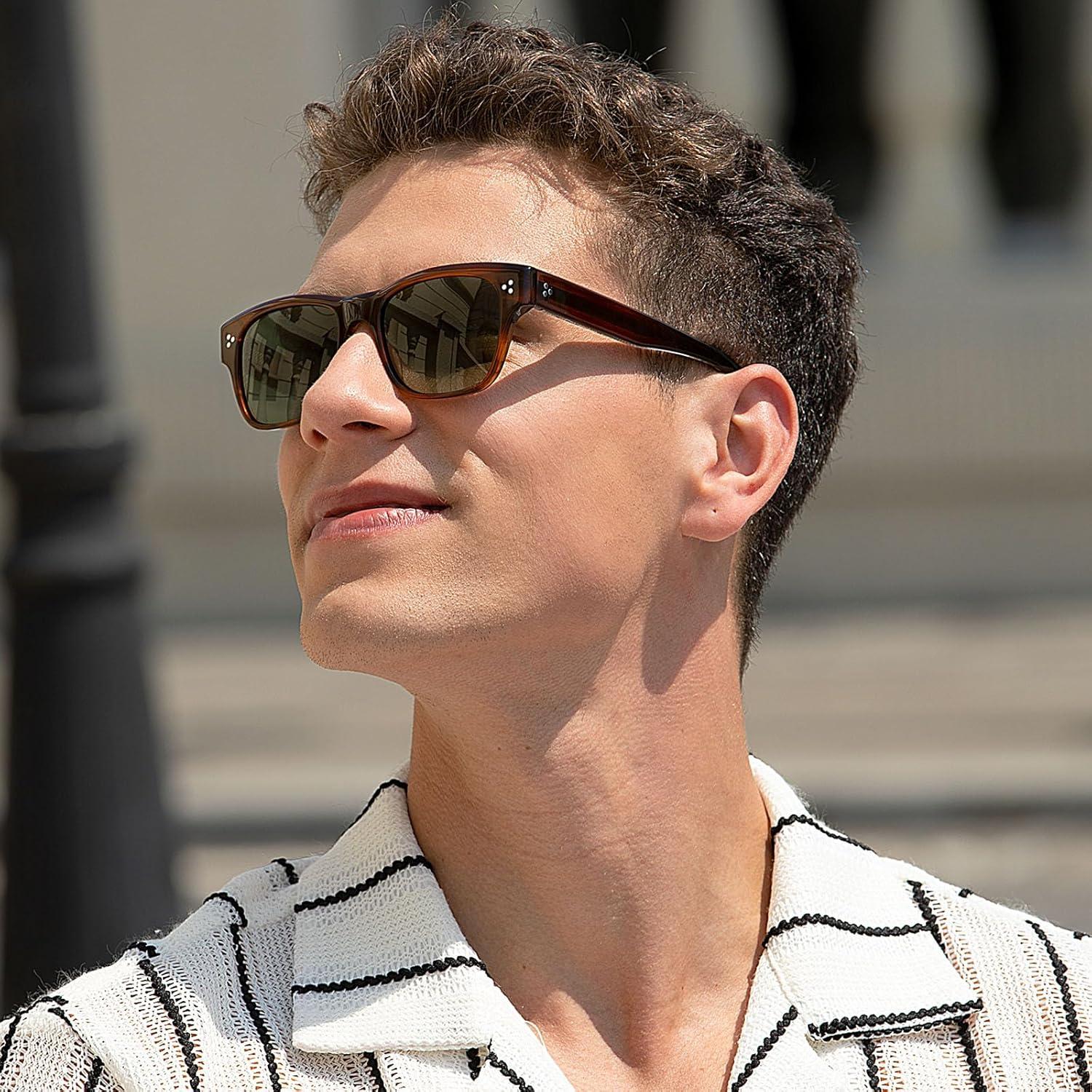 Gafas de sol polarizadas CARFIA para hombres, marco acetato grueso