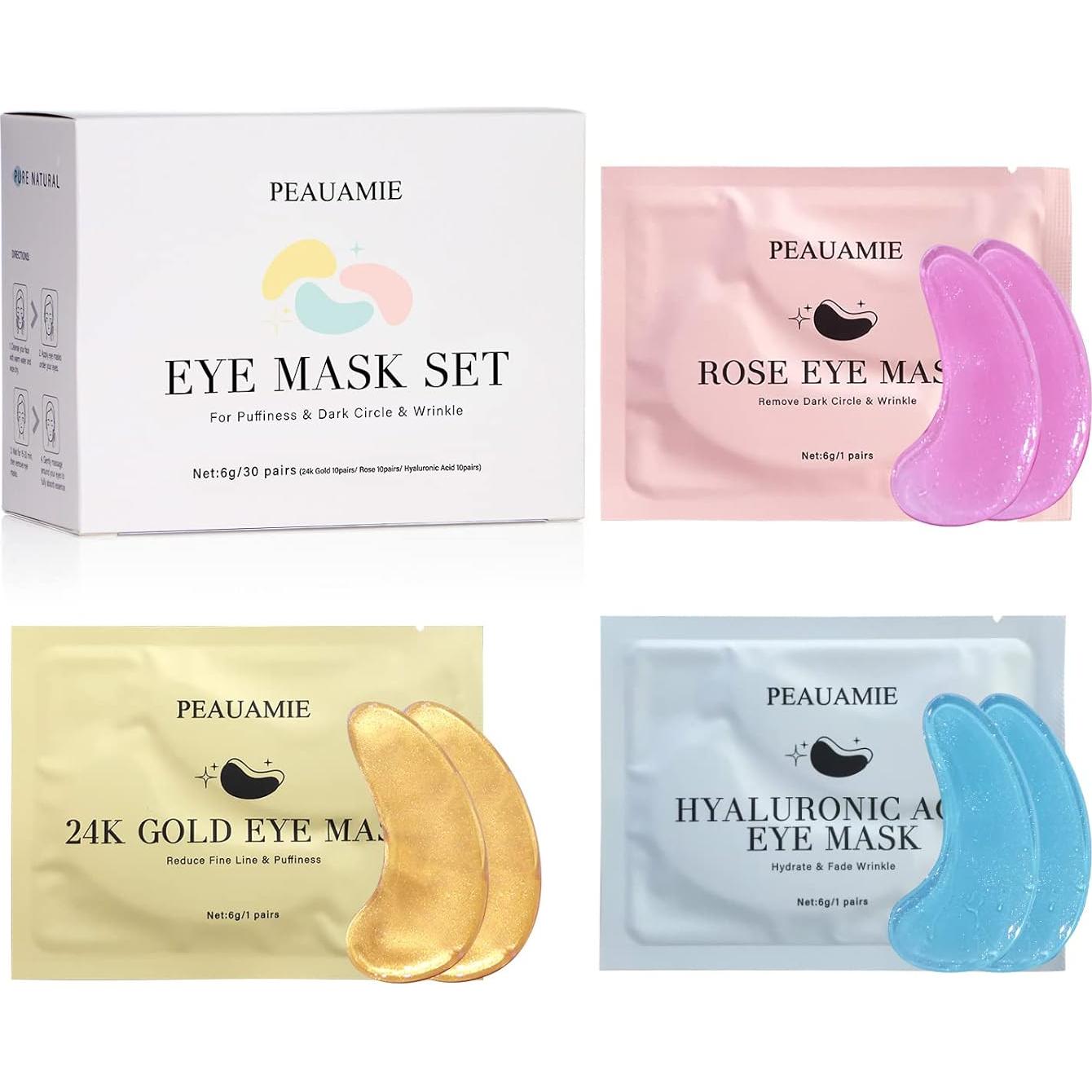 Parches para Ojos PEAUAMIE con Ácido Hialurónico 30 Pares