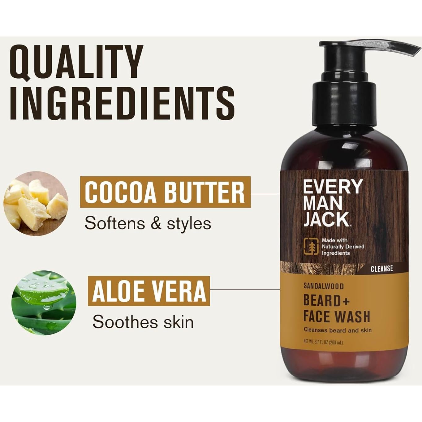 Every Man Jack Lavado de Barba Madera de Sándalo 2 Pack