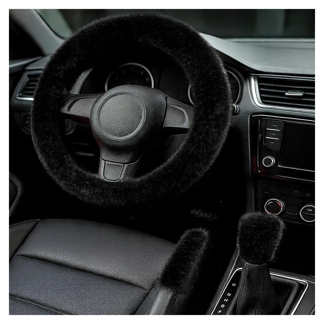 Juego de Cubiertas de Volante Esponjosa I3DIDEA Negro 3 en 1