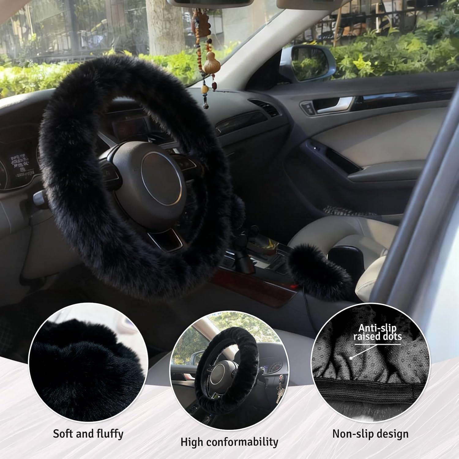 Juego de Cubiertas de Volante Esponjosa I3DIDEA Negro 3 en 1