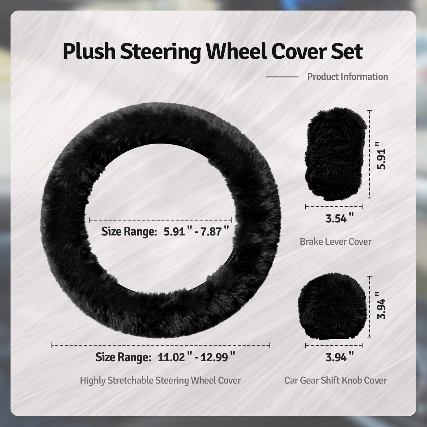 Juego de Cubiertas de Volante Esponjosa I3DIDEA Negro 3 en 1