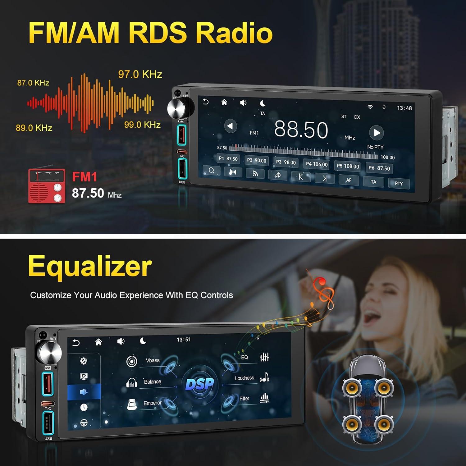 Radio Táctil 6.9" Cogamichi con Apple CarPlay y Android Auto
