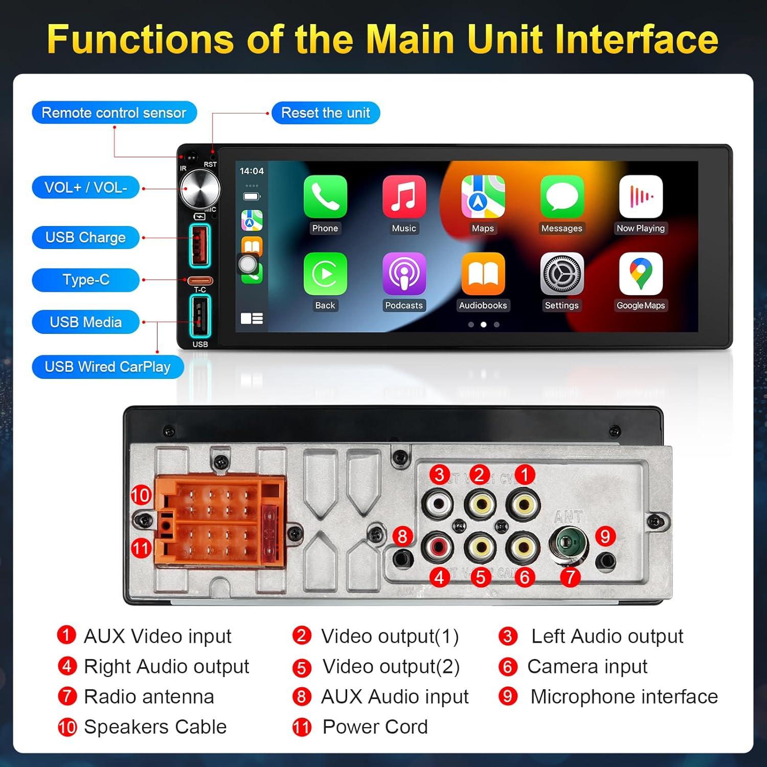 Radio Táctil 6.9" Cogamichi con Apple CarPlay y Android Auto