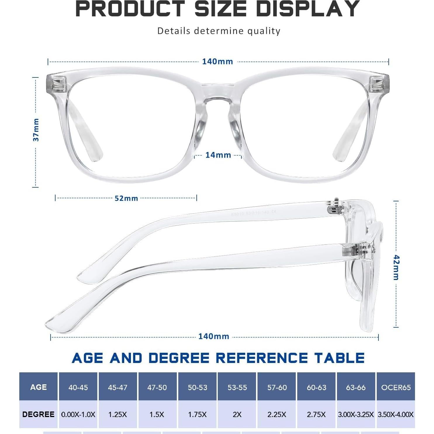 Gafas de lectura Jectieey anti reflejo 1.75x con bloqueo luz azul