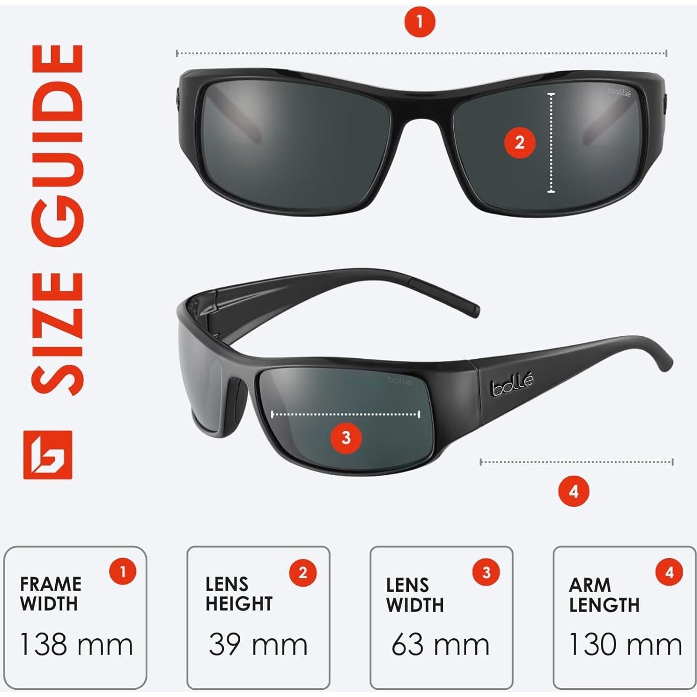 Gafas de Sol Bolle 63mm Envolventes para Hombres y Mujeres