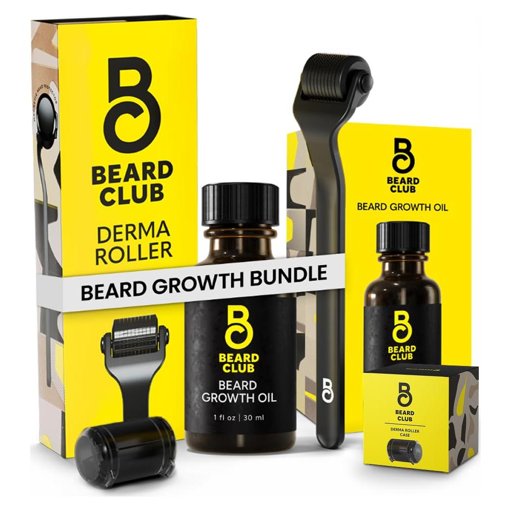 Rodillo Derma The Beard Club + Aceite Crecimiento Barba