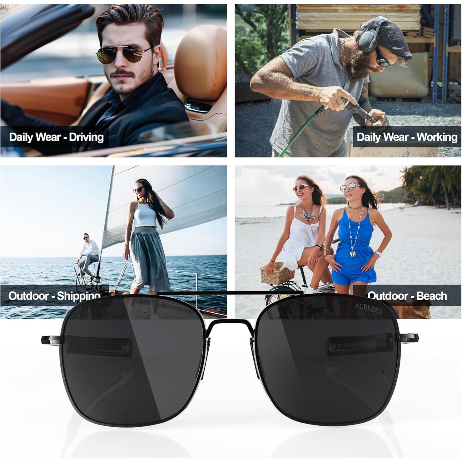 Gafas de sol aviador ACBLUCE 53mm polarizadas con marco metal