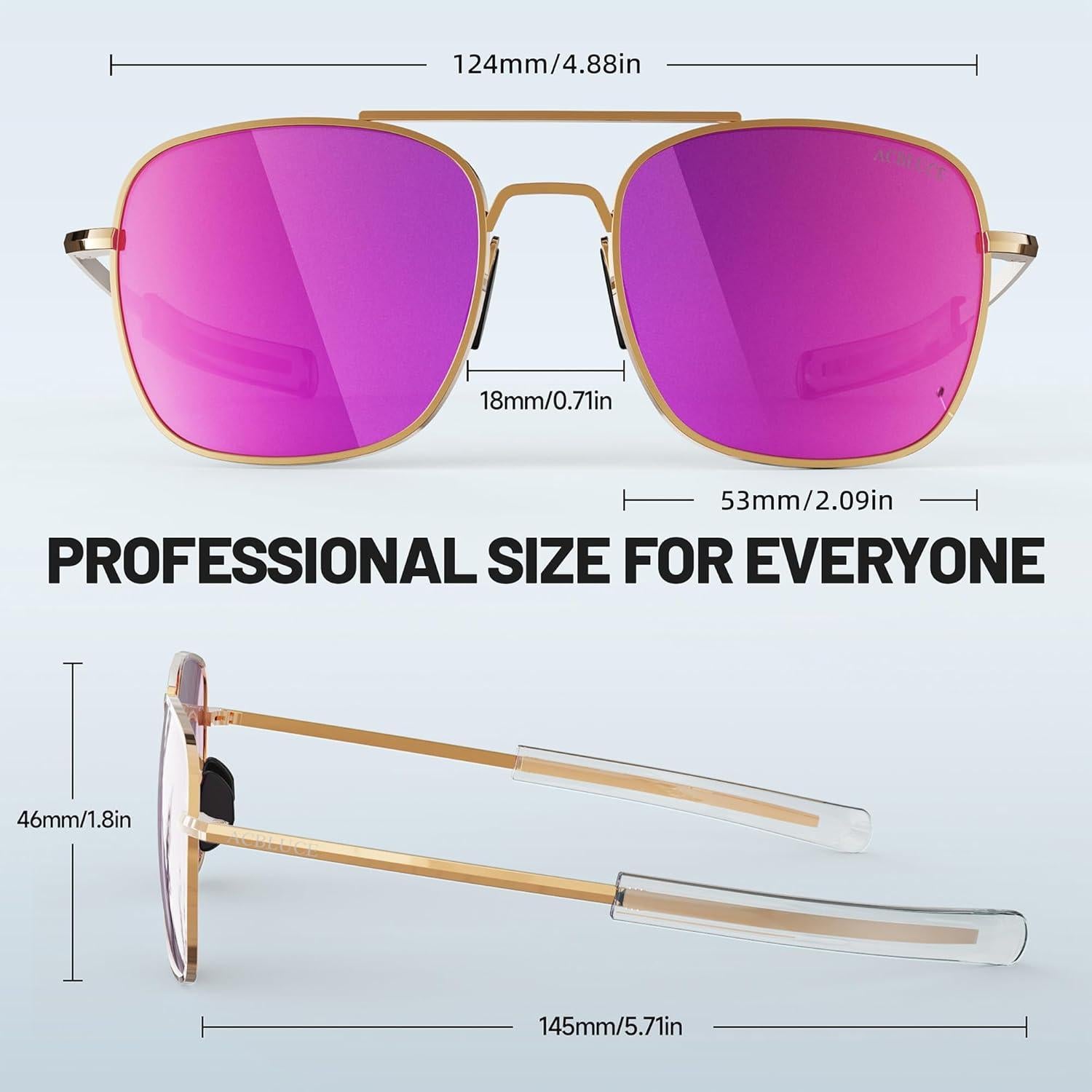 Gafas de sol aviador ACBLUCE 53mm Lente TAC polarizada