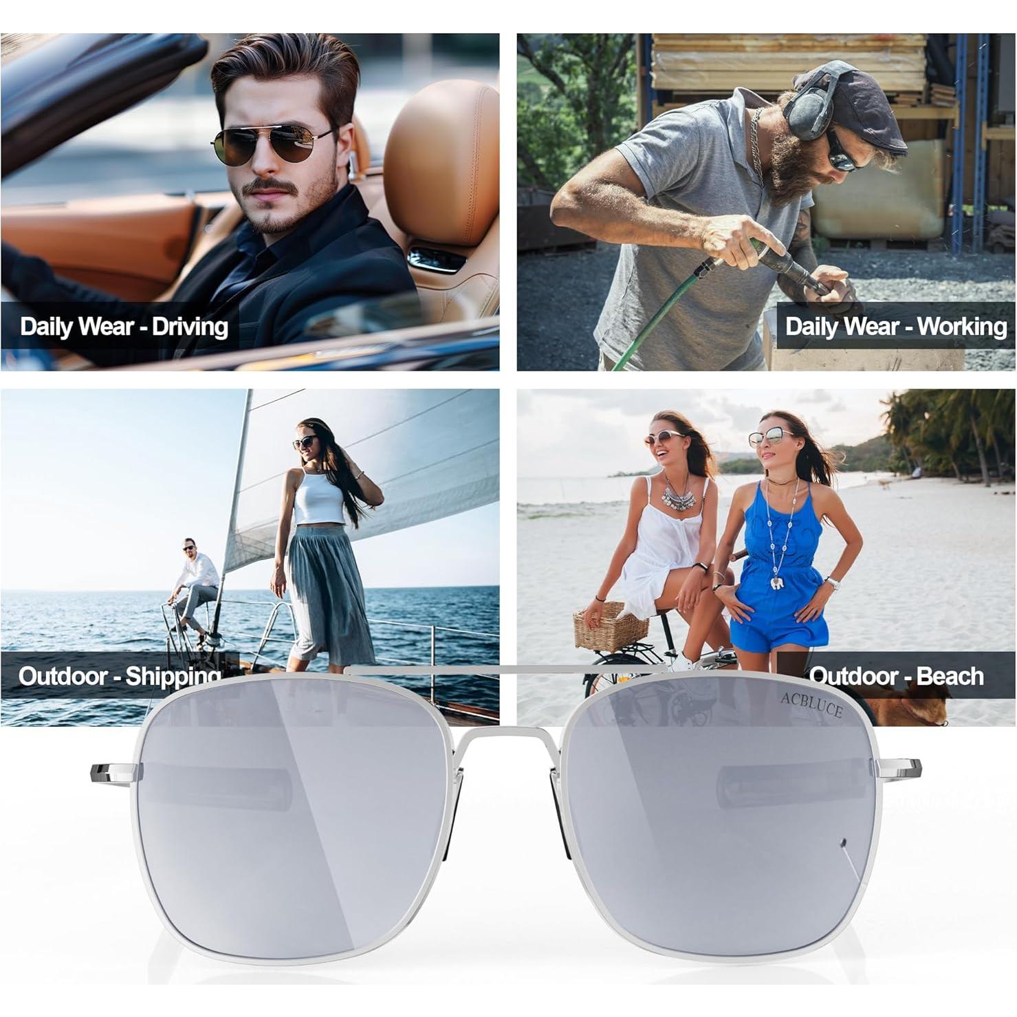 Gafas de sol aviador ACBLUCE 53mm polarizadas metal