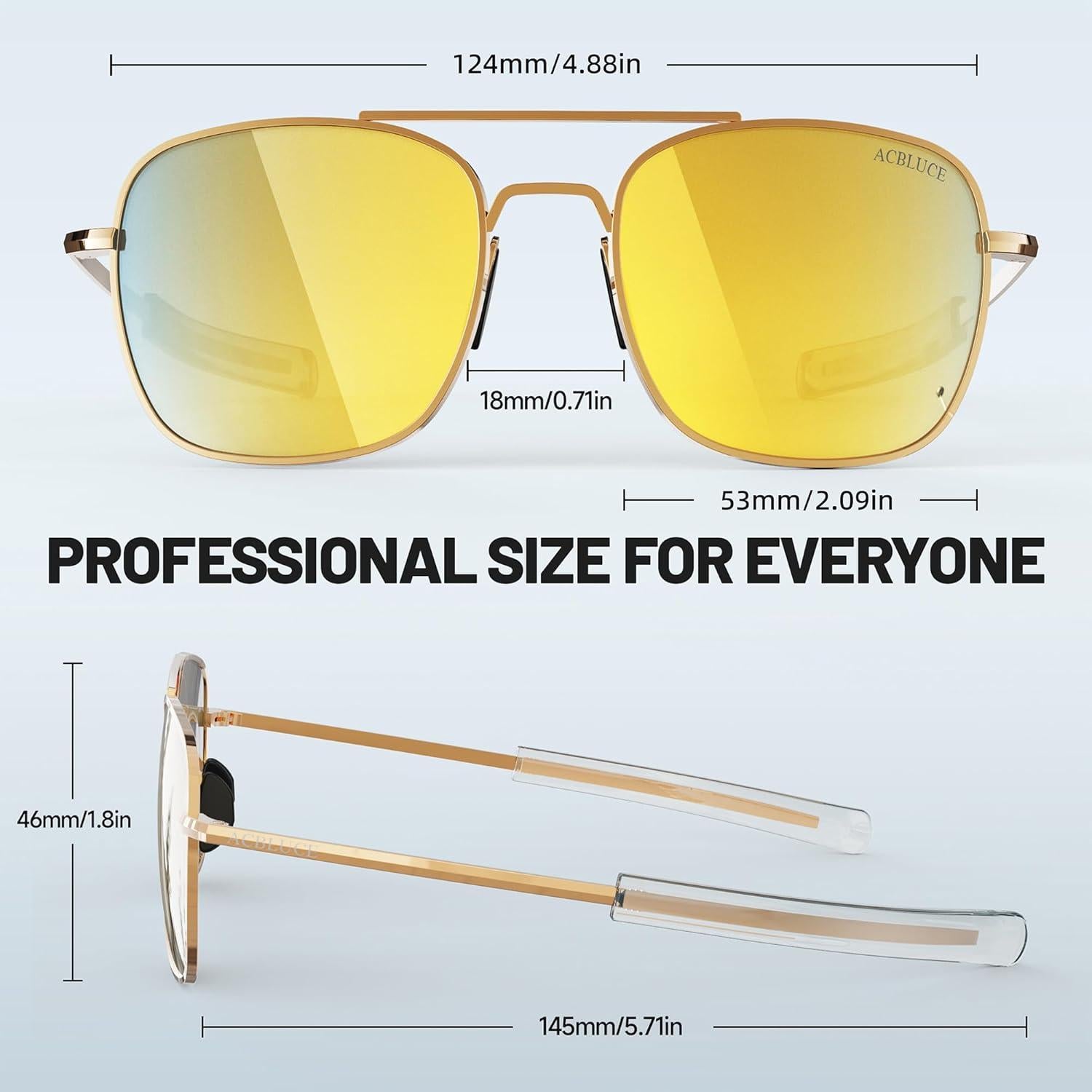 Gafas de sol aviador ACBLUCE 53mm polarizadas doradas