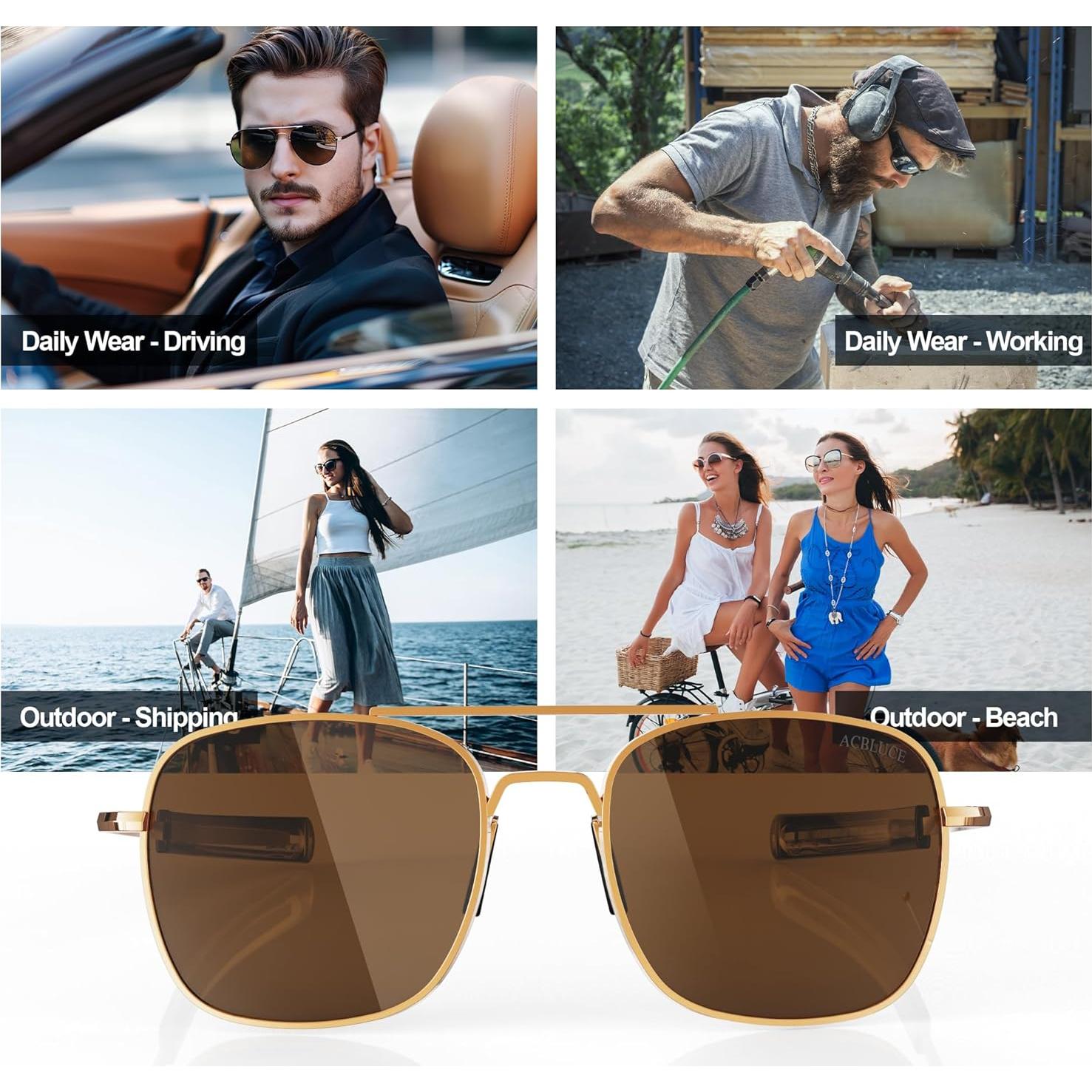 Gafas de sol aviador ACBLUCE 53mm polarizadas marco dorado