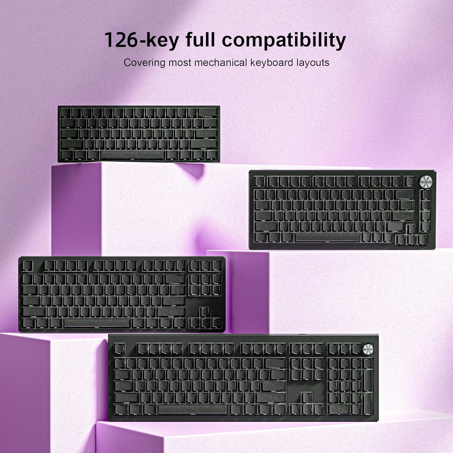 Juego de Teclas Transparentes Dagaladoo PBT 128 Teclas Negro Claro