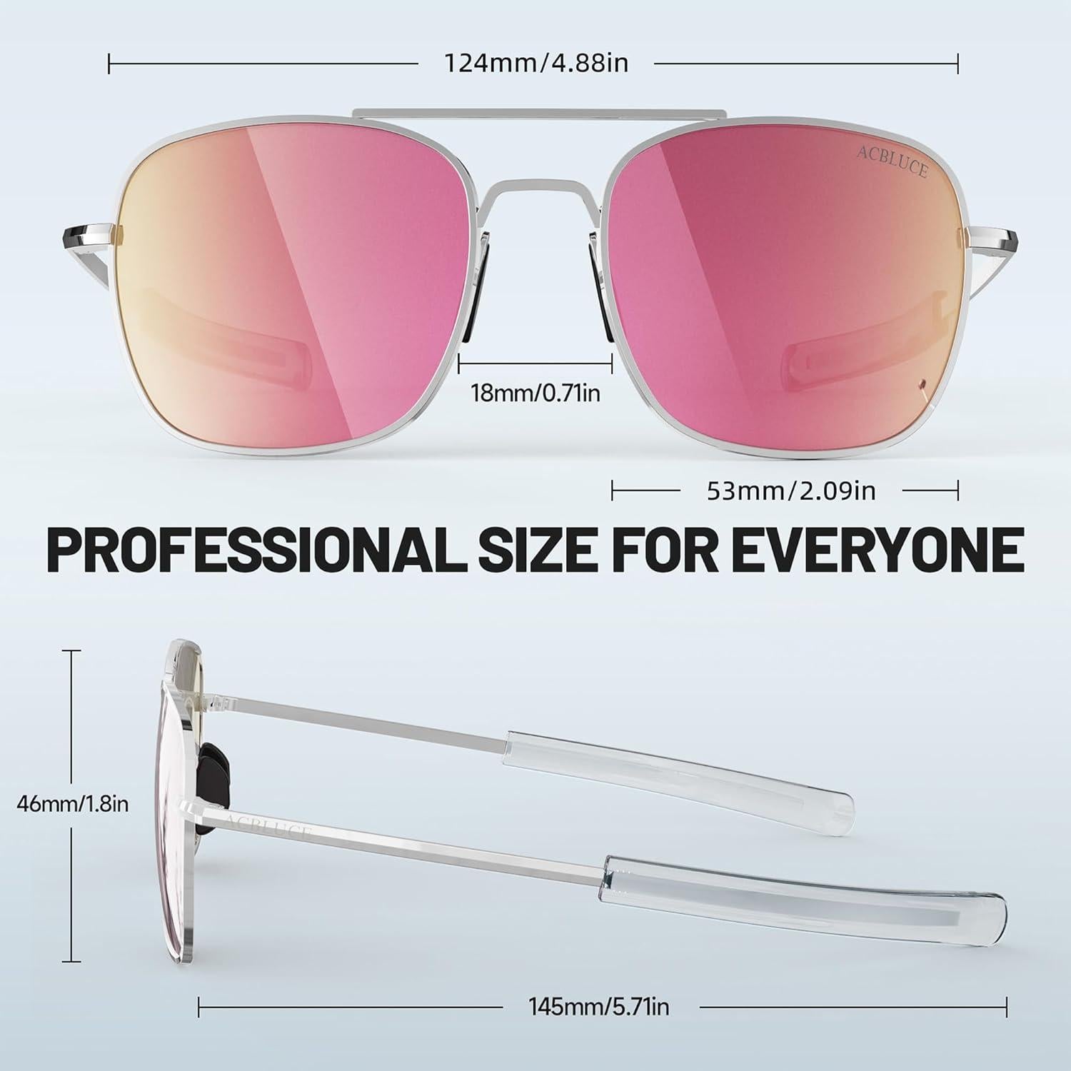 Gafas de sol aviador ACBLUCE 53mm polarizadas metal