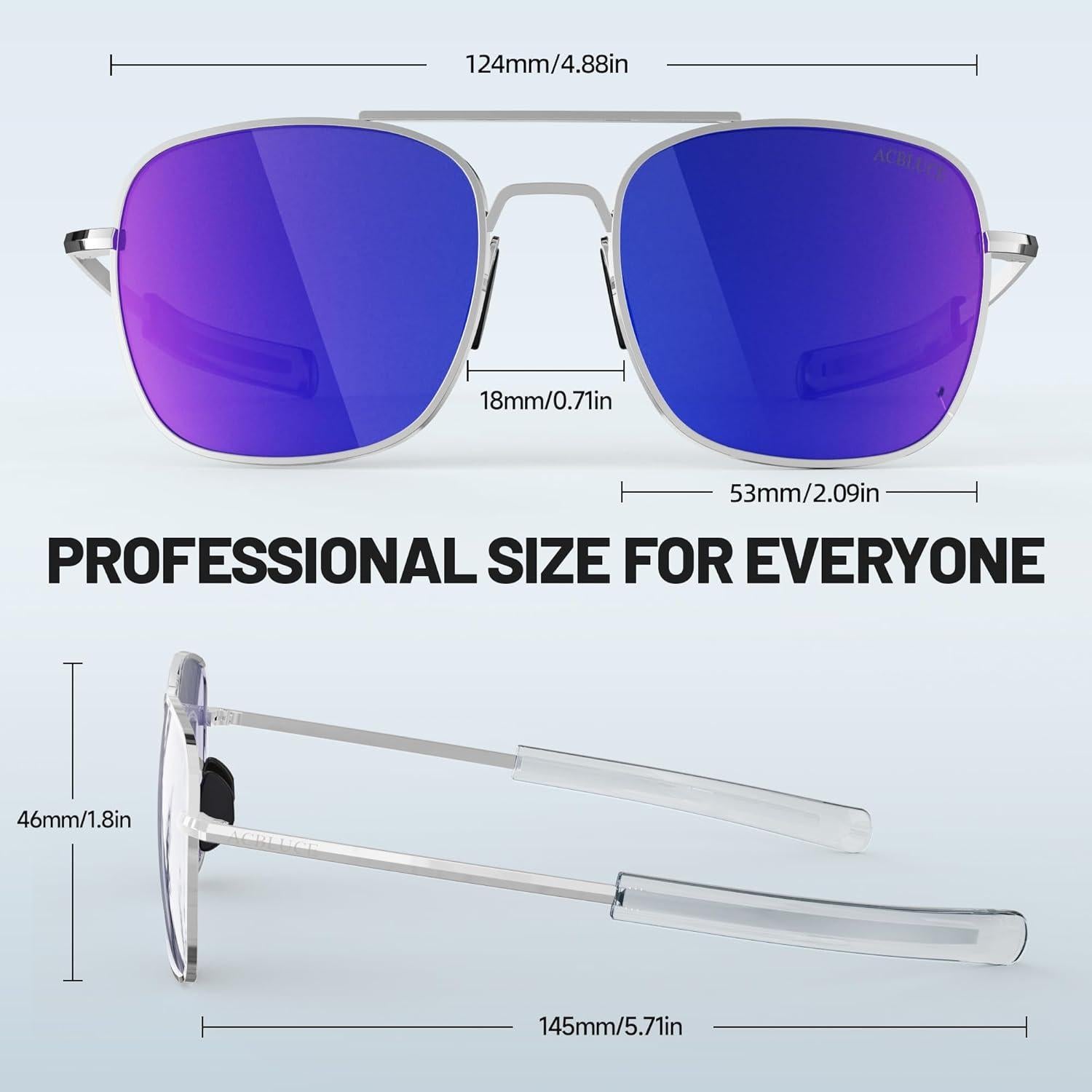 Gafas de sol aviador ACBLUCE 53mm polarizadas marco metal