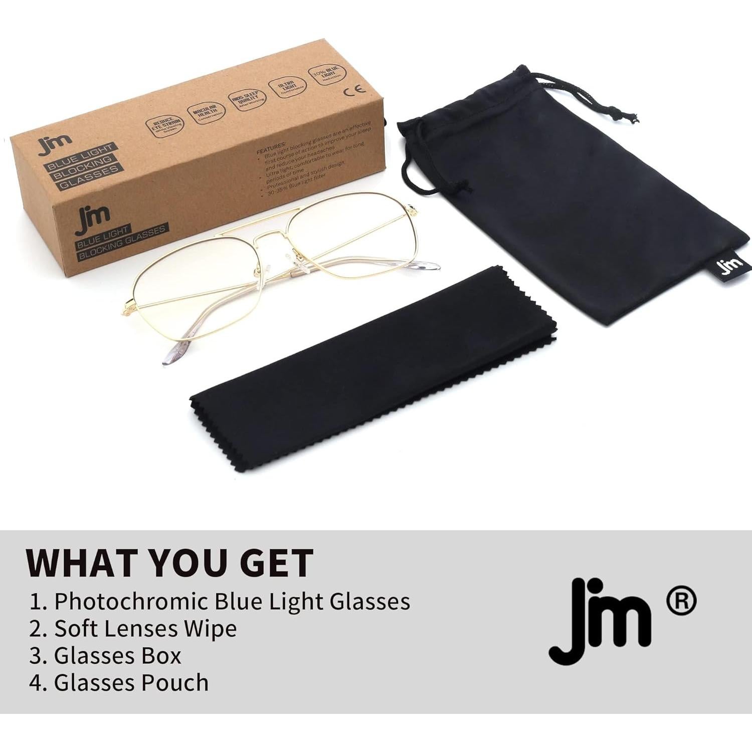 Gafas JM Antirreflejo Bloqueo Luz Azul Aviador 5.84cm