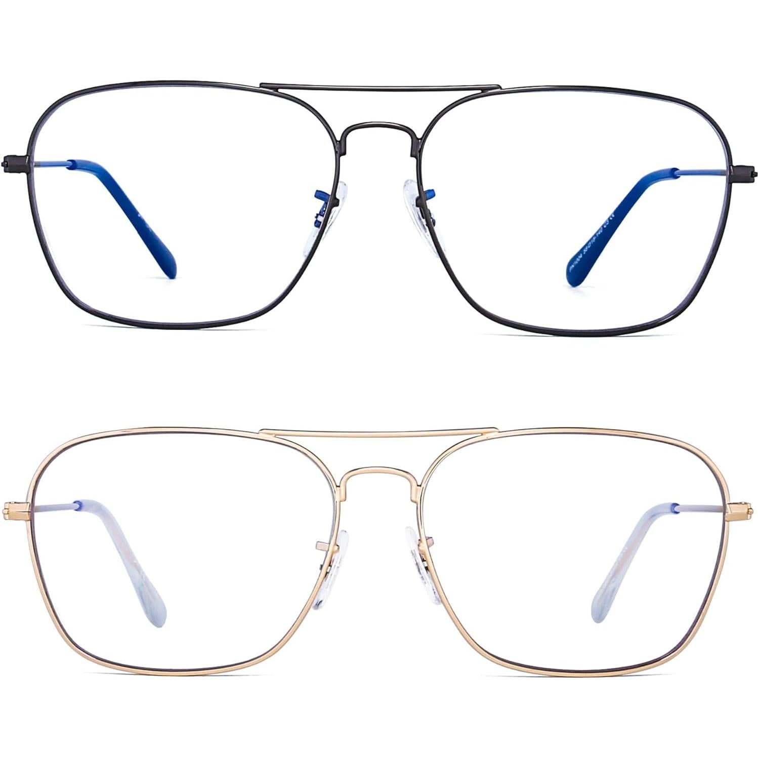 Gafas JM Antirreflejo Aviador Luz Azul 58mm Oro Gunmetal