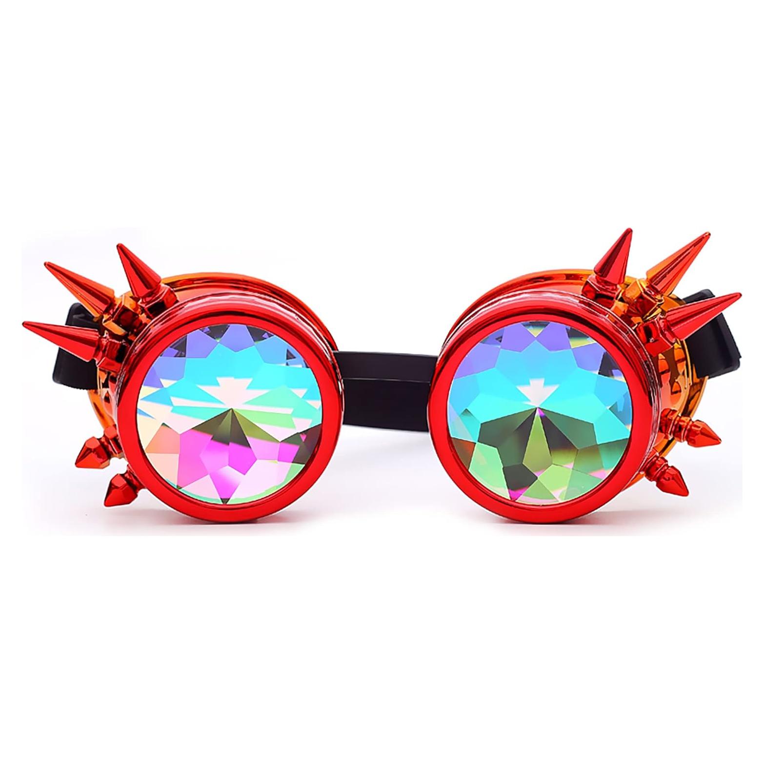 Gafas Steampunk Lelinta Rave Ajustables Rojo-Naranja
