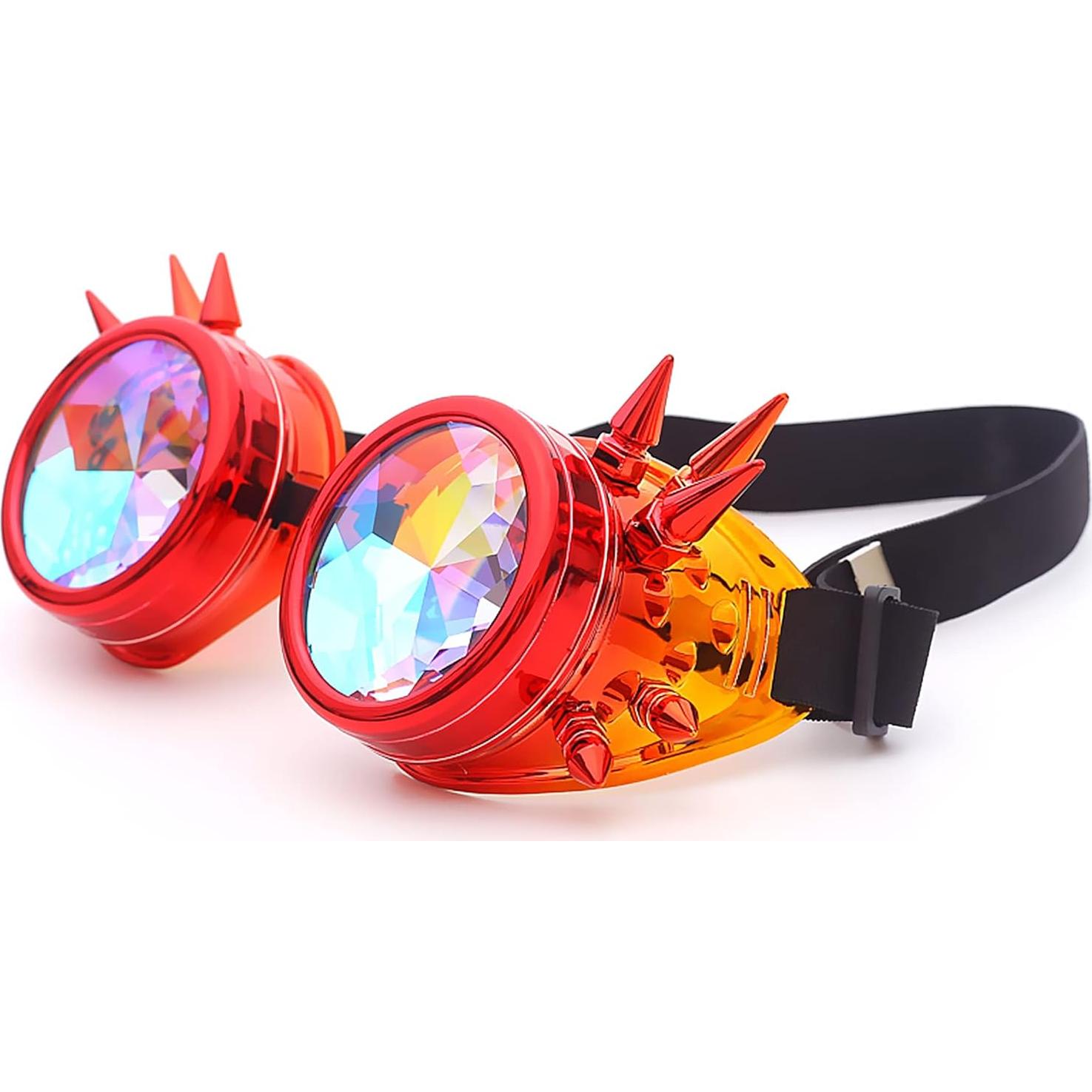 Gafas Steampunk Lelinta Rave Ajustables Rojo-Naranja