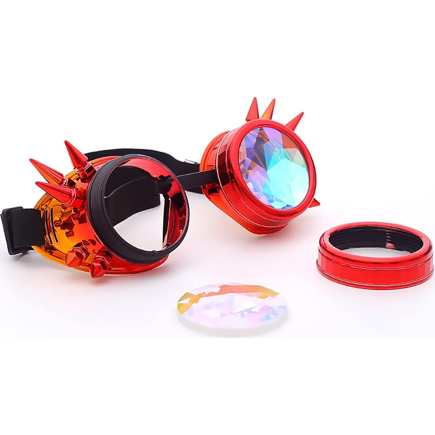 Gafas Steampunk Lelinta Rave Ajustables Rojo-Naranja