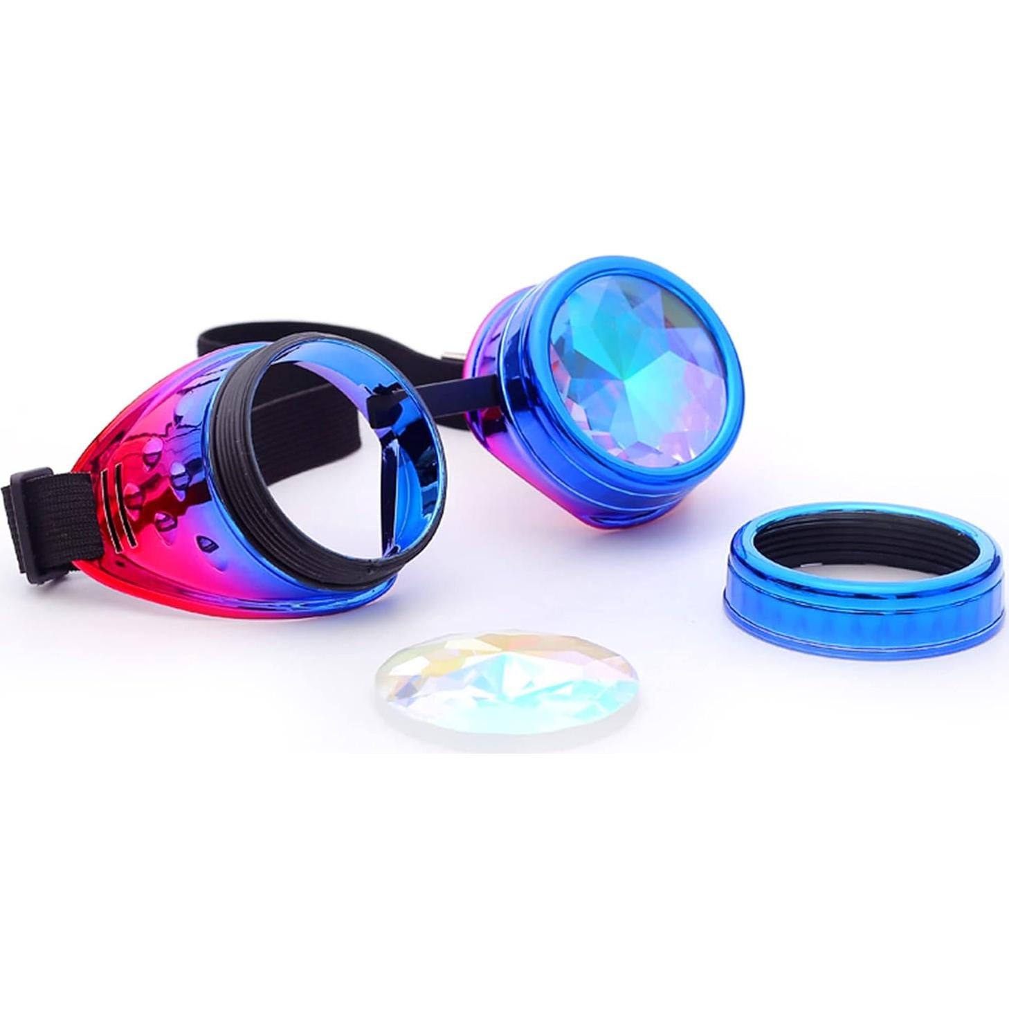 Gafas Steampunk Lelinta Ajustables Azul-Púrpura para Cosplay