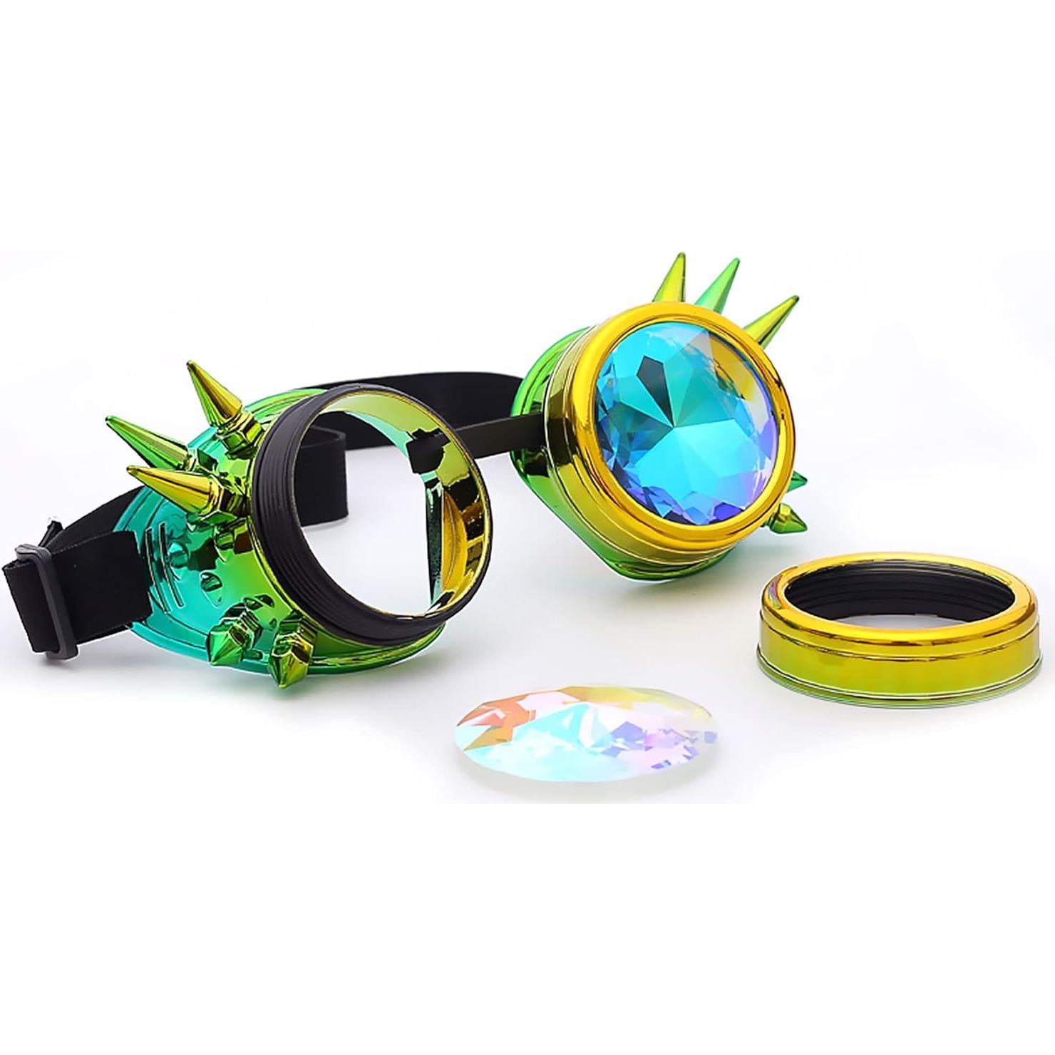 Gafas Steampunk Lelinta Ajustables Amarillo-Verde Cosplay